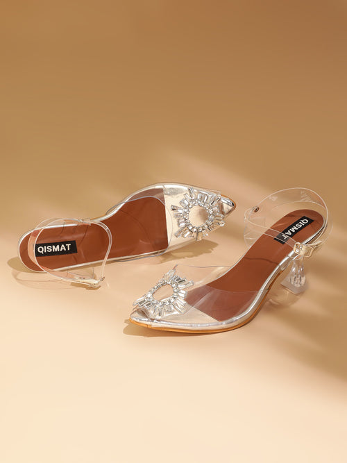 Glamrous Transparent Heels for Women's