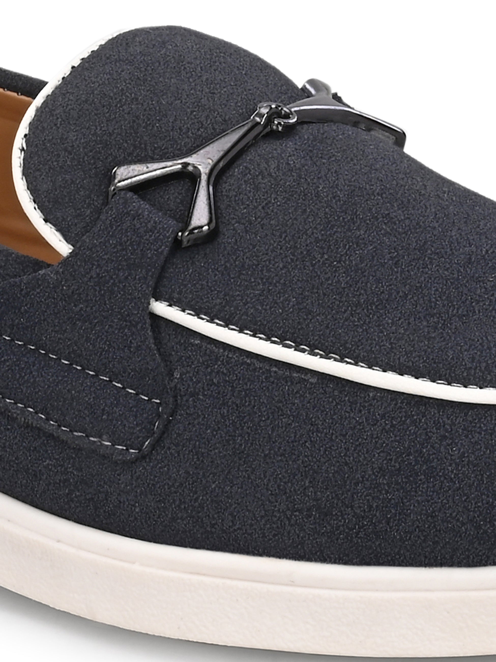 Qismat Luxe Signature Suede Loafers for Men Blue