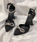 Elegent Daimond Bow Heels with Belt