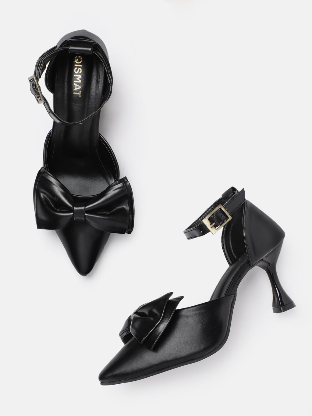 Qismat Elegant Women's Heels with Butterfly Knot Detail | Black