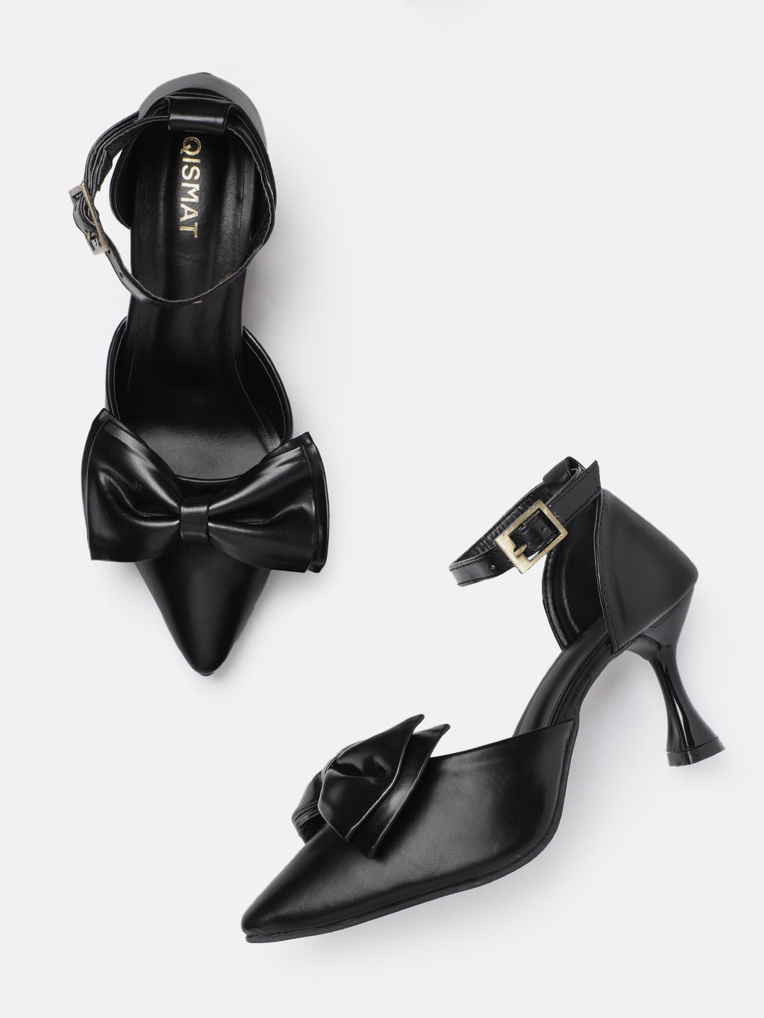Qismat Elegant Women's Heels with Butterfly Knot Detail | Black
