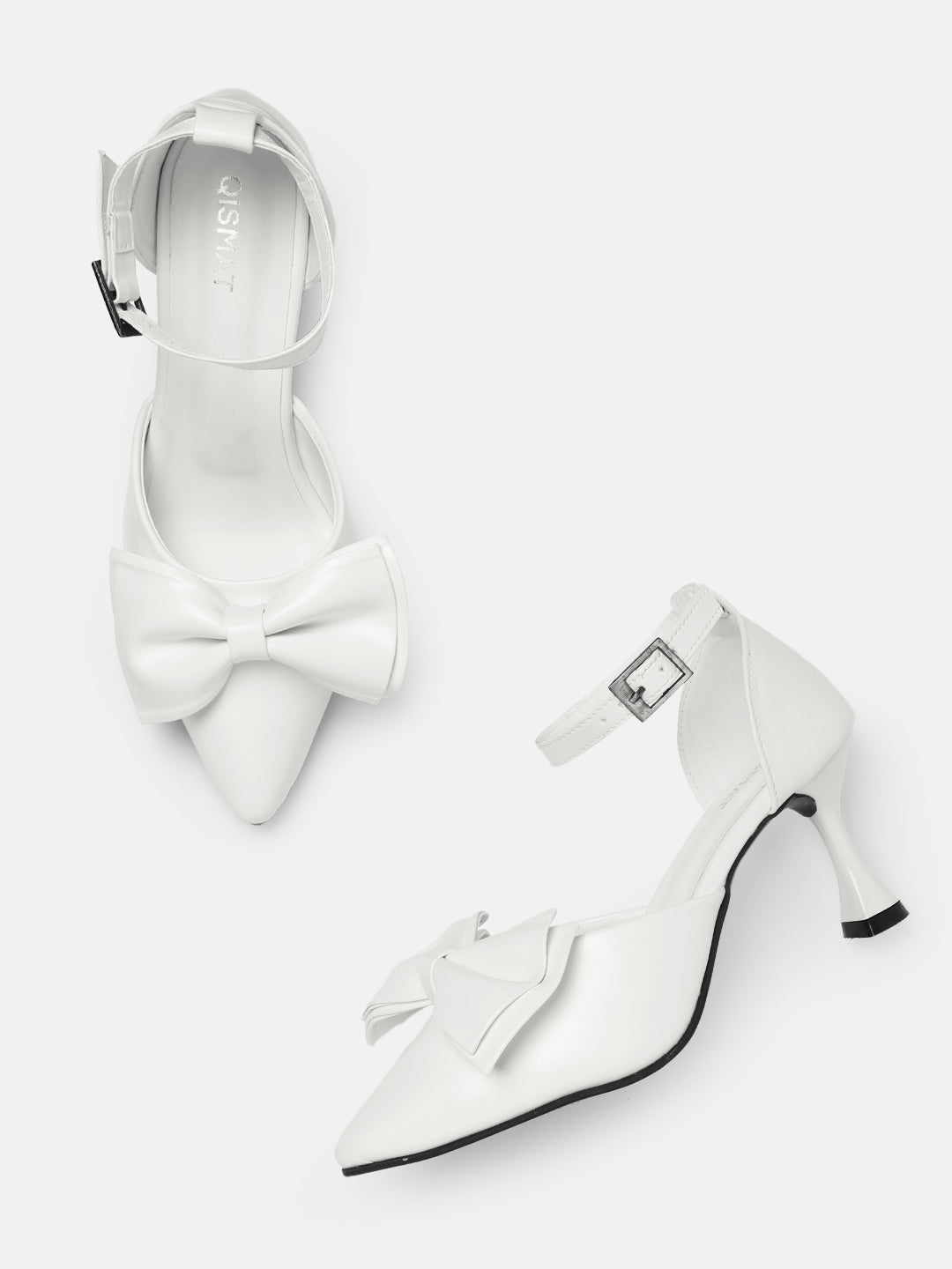 Qismat Elegant Women's Heels – Butterfly Knot in White