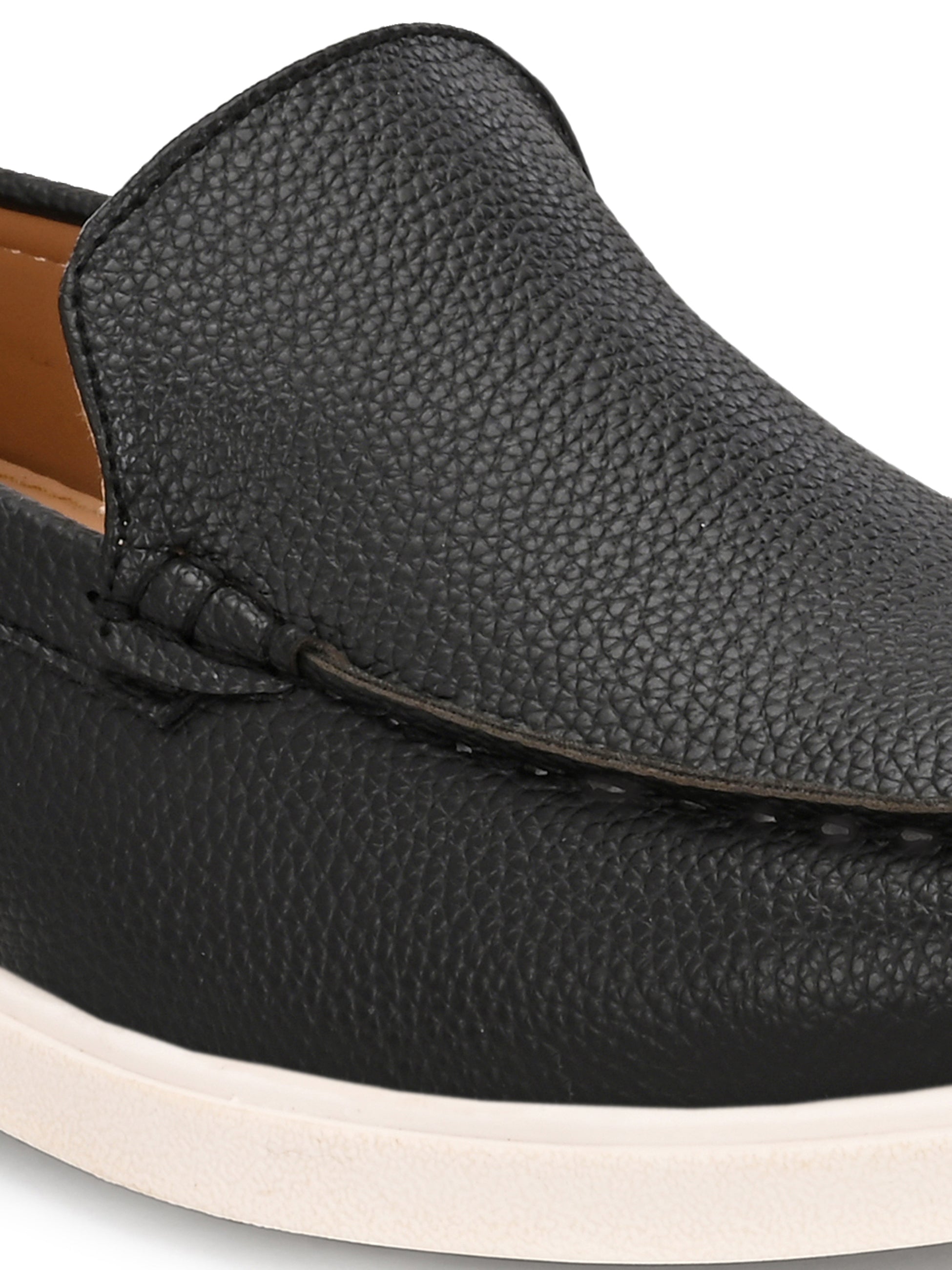 Qismat Luxe Signature artificial leather Loafers for Men Black