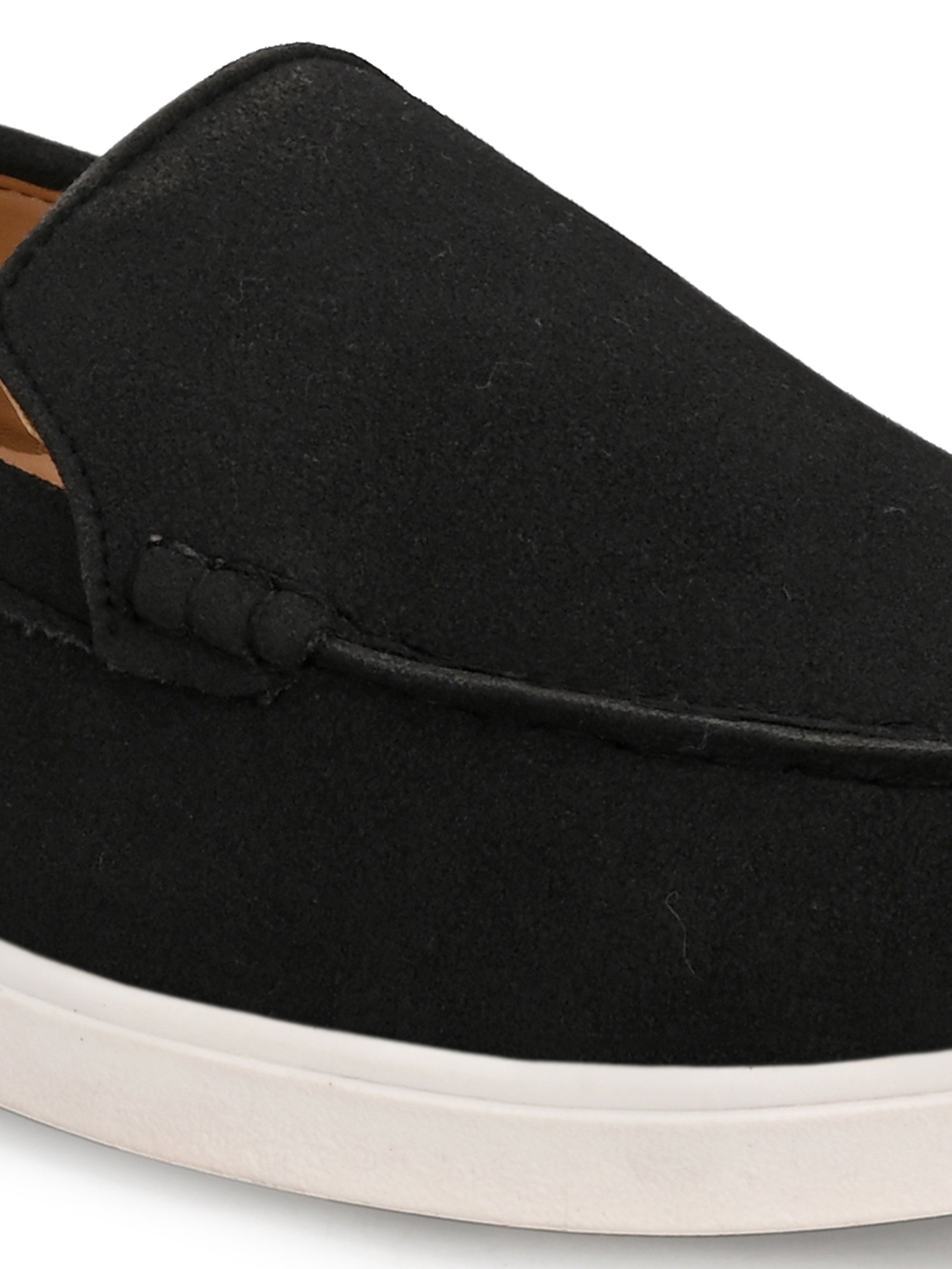 Qismat Luxe Signature Suede Loafers for Men Black