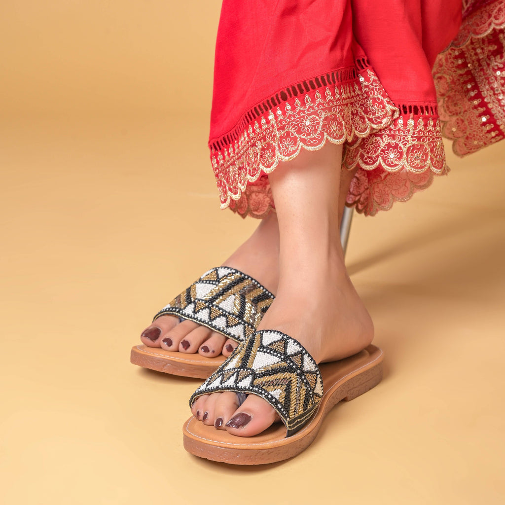 Handstiched Sliders with Anti-Slip TPR Soul in Black