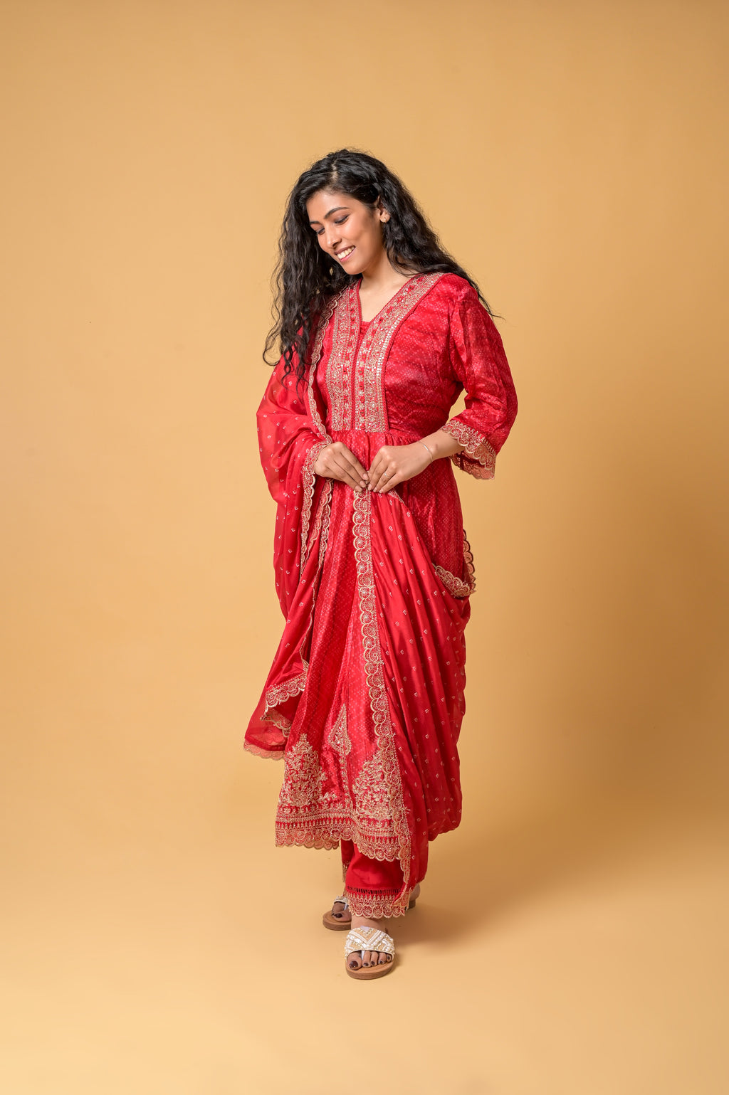 Handstiched Sliders with Anti-Slip TPR Soul With Pearls