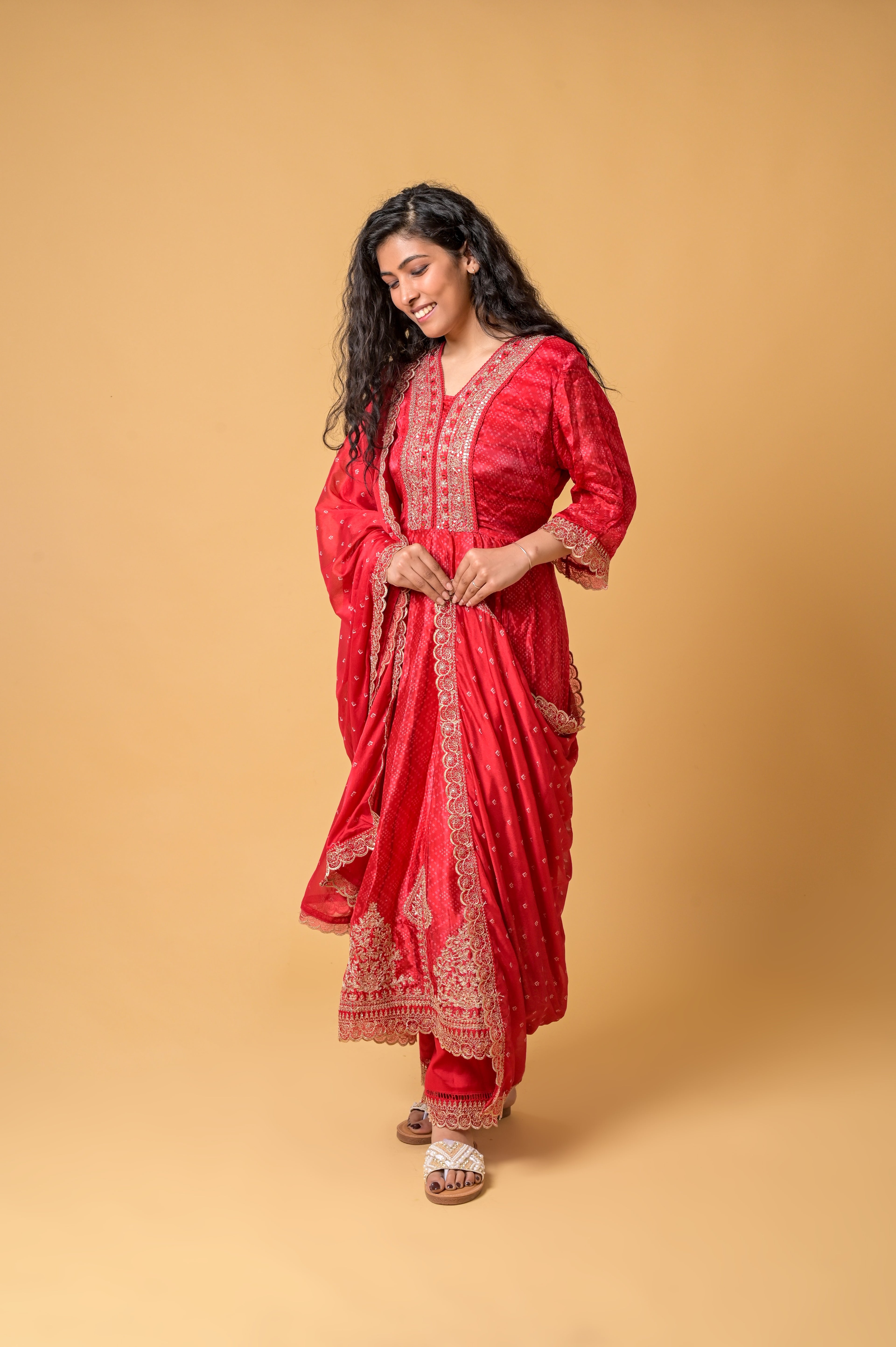 Handstiched Sliders with Anti-Slip TPR Soul With Pearls