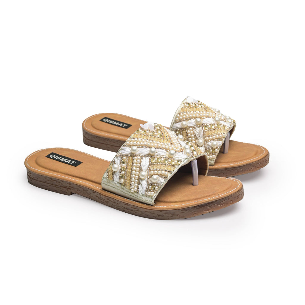 Handstiched Sliders with Anti-Slip TPR Soul With Pearls