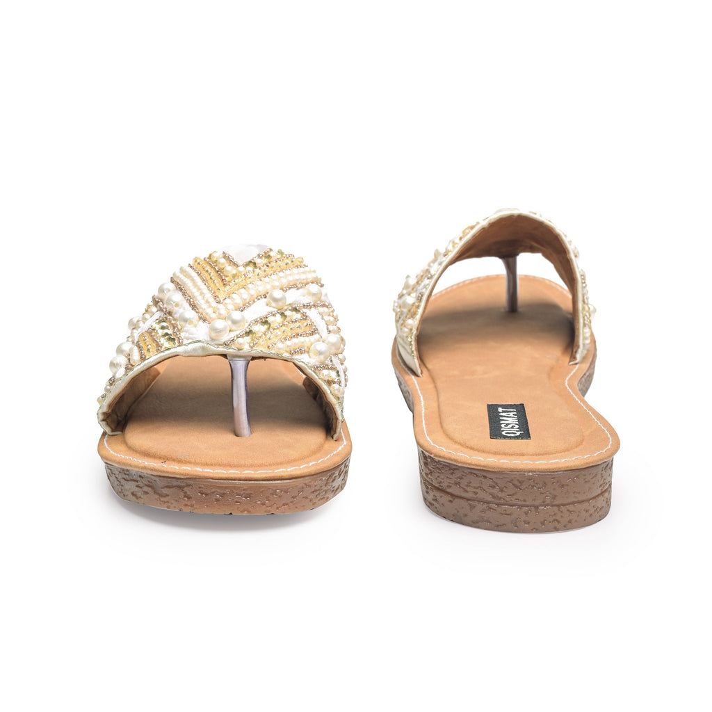 Handstiched Sliders with Anti-Slip TPR Soul With Pearls