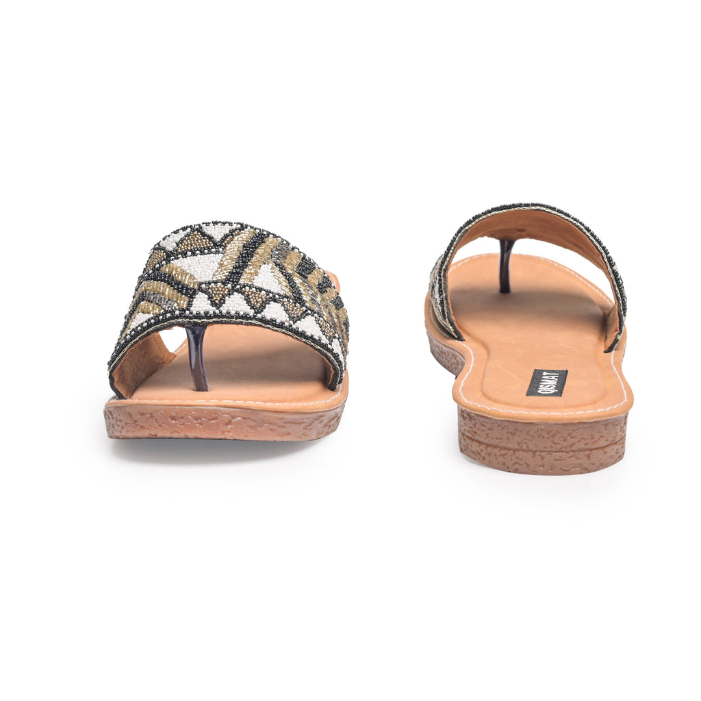 Handstiched Sliders with Anti-Slip TPR Soul in Black