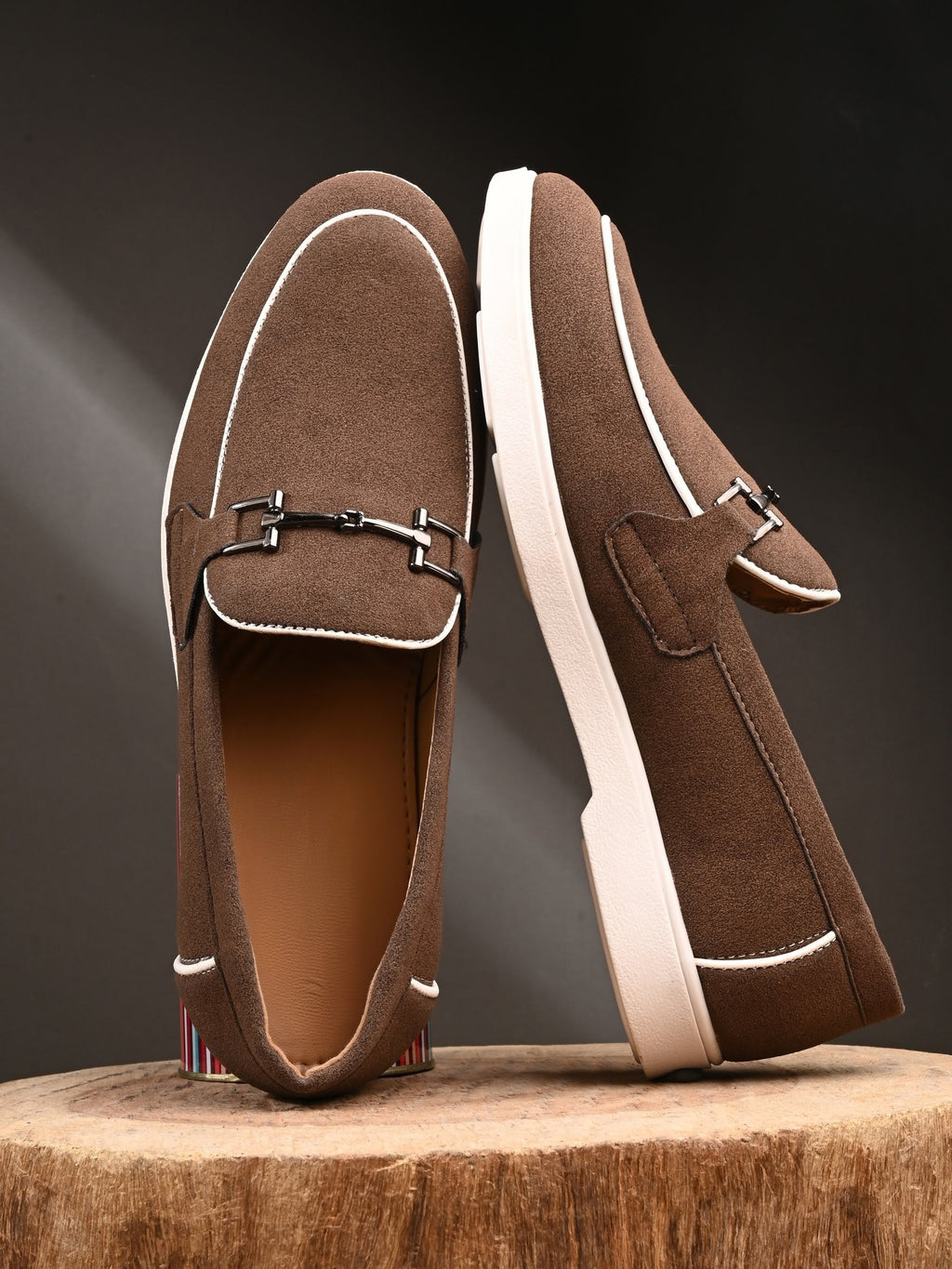 Qismat Luxe Signature Suede Loafers for Men Brown