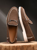 Qismat Luxe Signature Suede Loafers for Men Brown