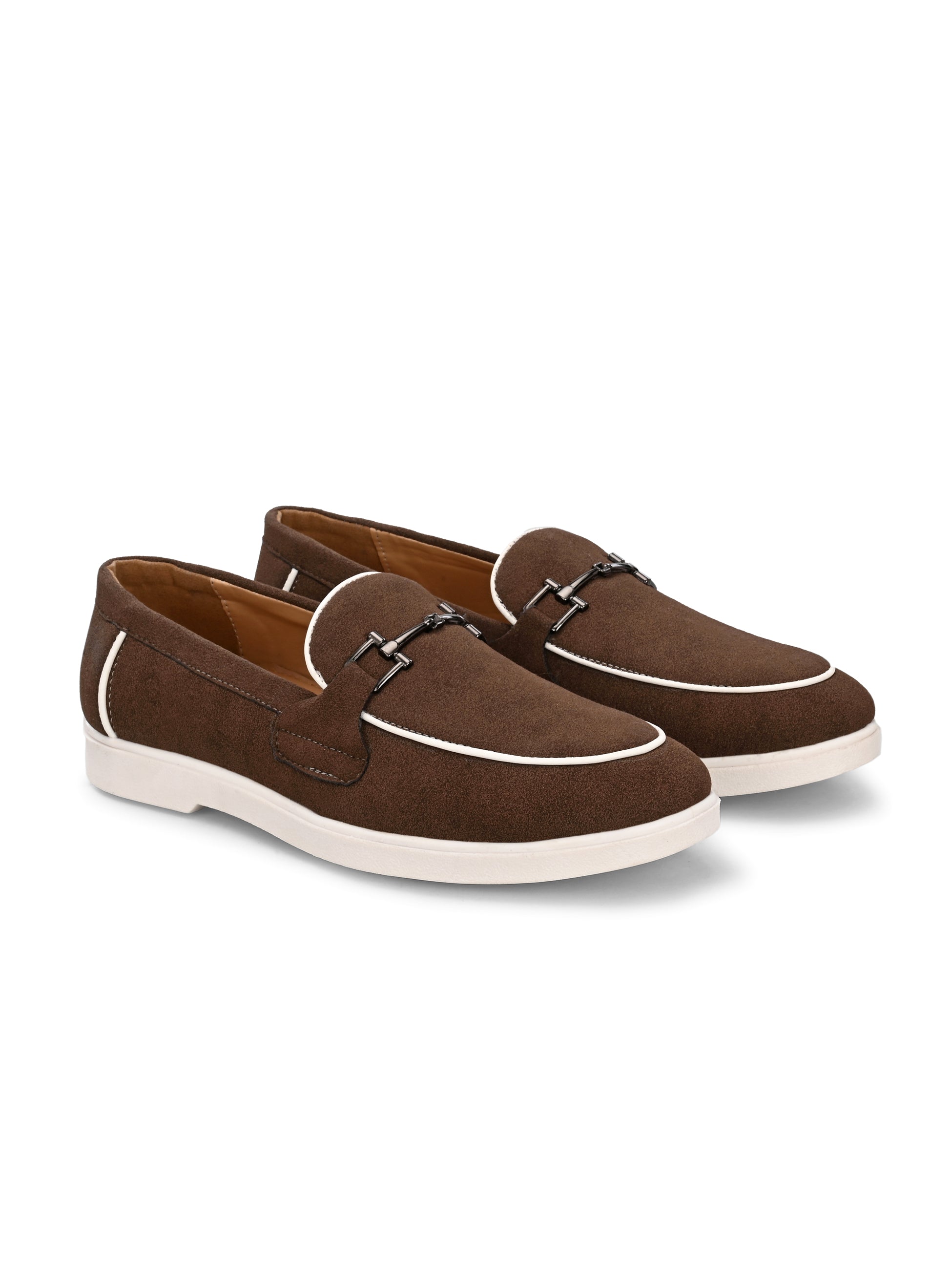 Qismat Luxe Signature Suede Loafers for Men Brown