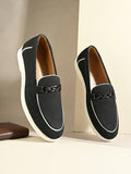 Qismat Luxe Signature Suede Loafers for Men Black