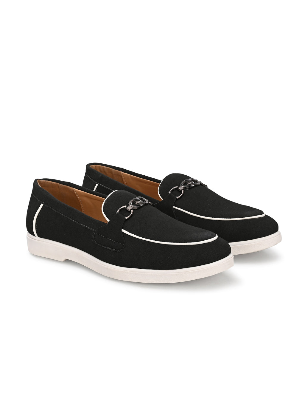 Qismat Luxe Signature Suede Loafers for Men Black