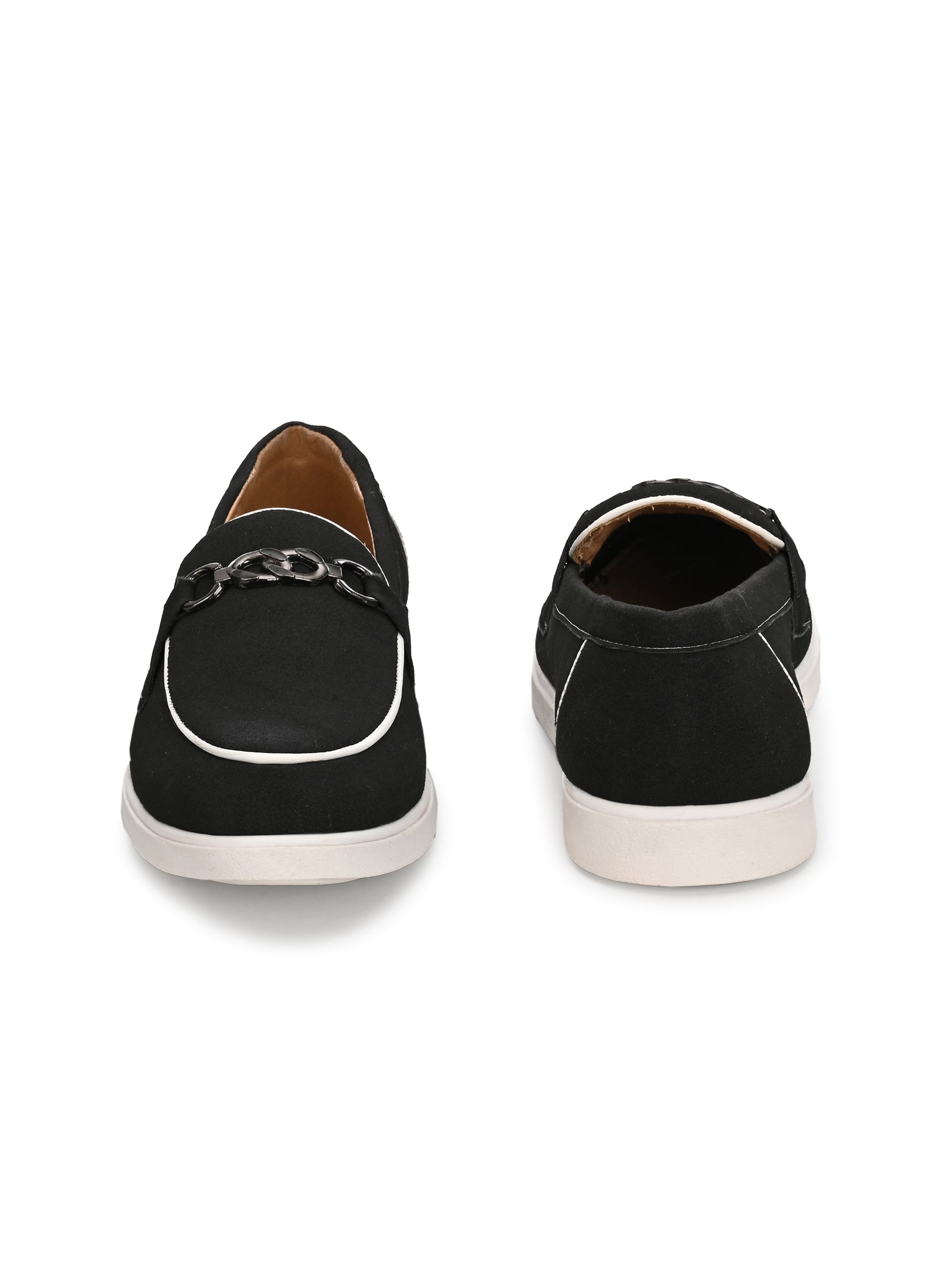 Qismat Luxe Signature Suede Loafers for Men Black