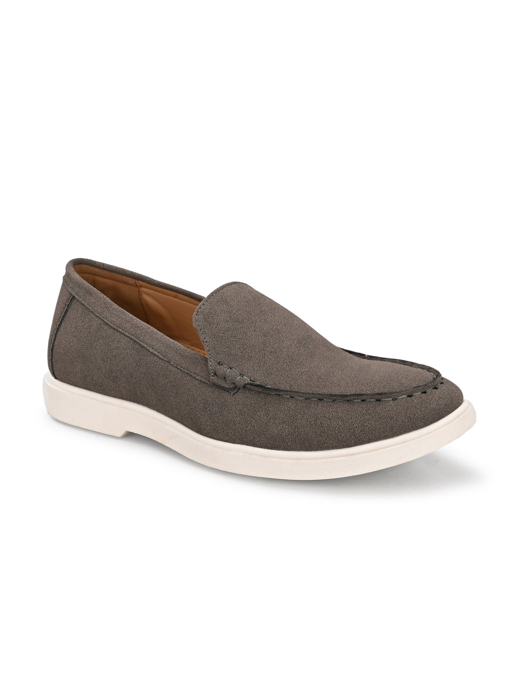 Qismat Luxe Signature Suede Loafers for Men Grey
