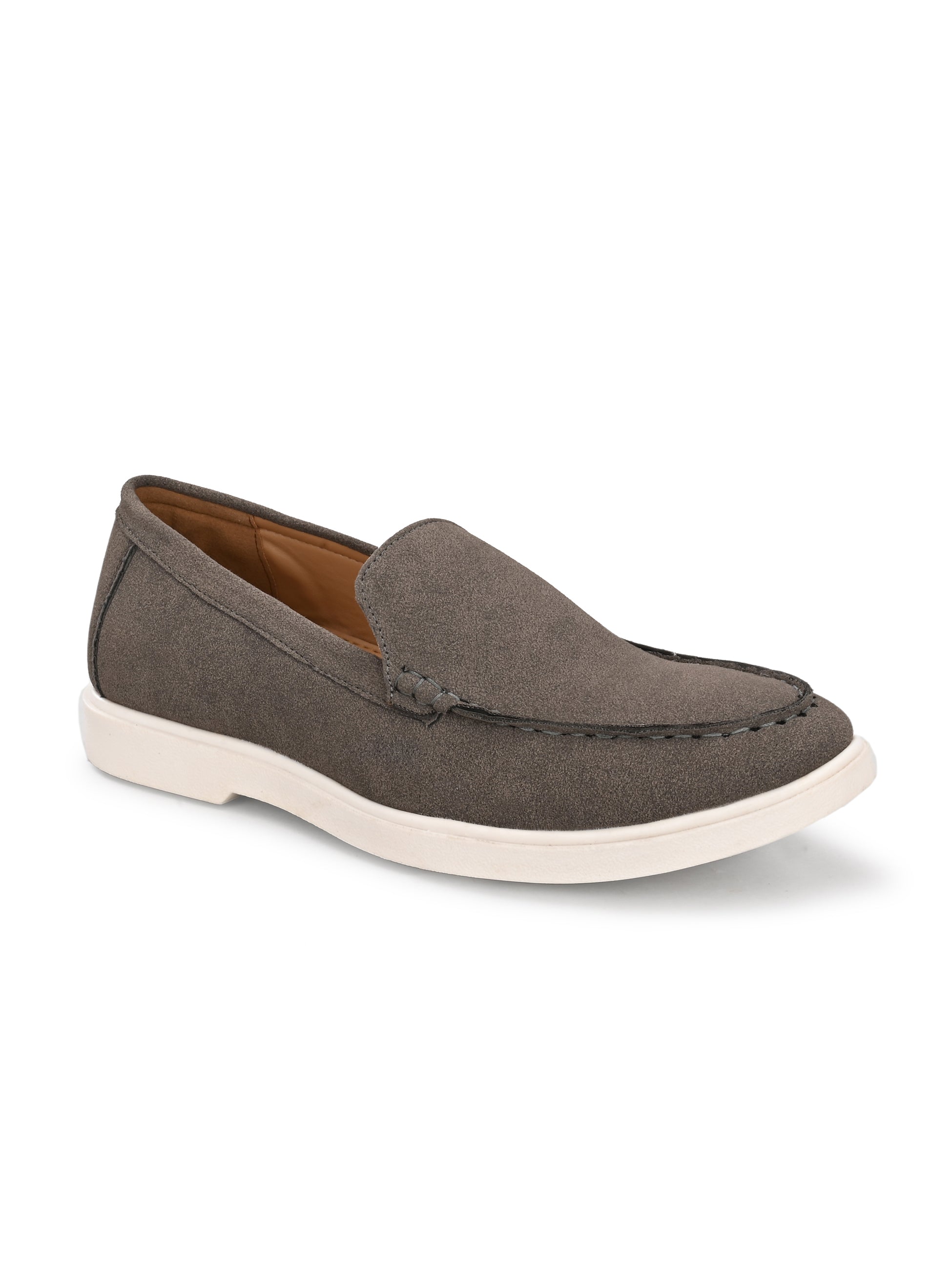 Qismat Luxe Signature Suede Loafers for Men Grey