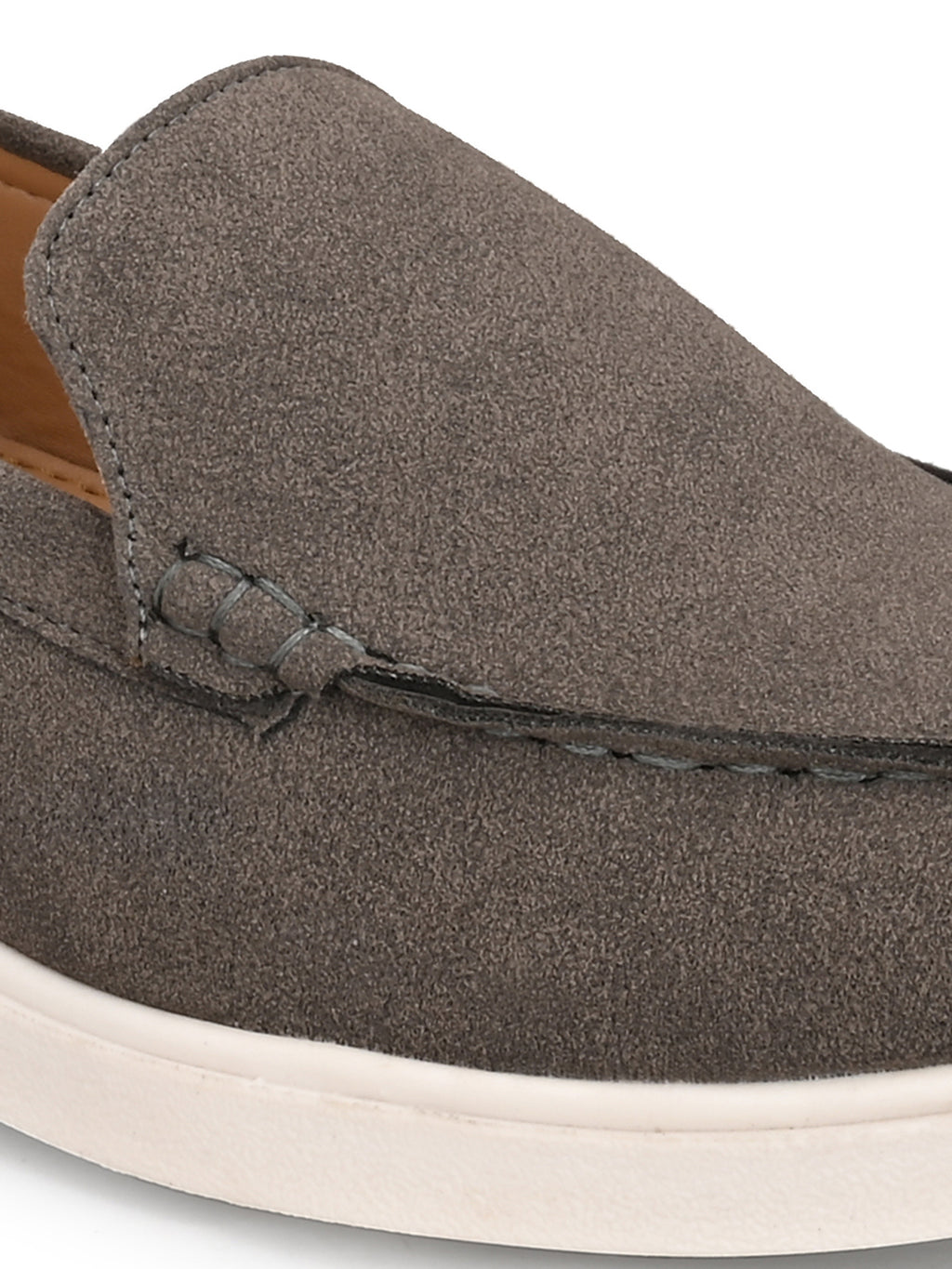 Qismat Luxe Signature Suede Loafers for Men Grey
