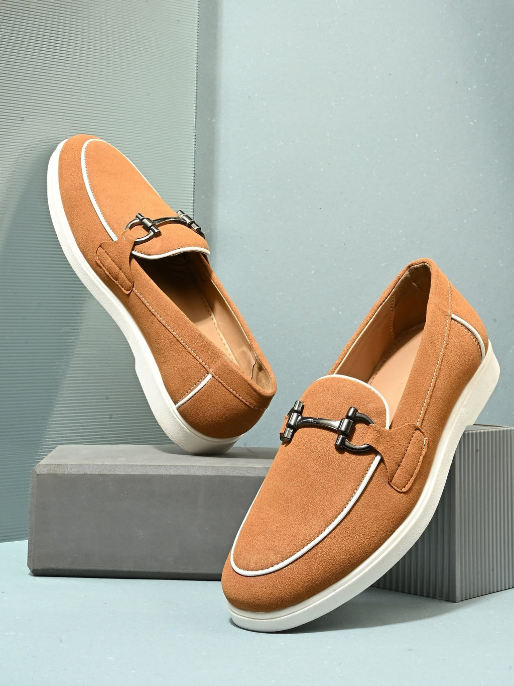 Qismat Luxe Signature Suede Loafers for Men Tan