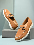 Qismat Luxe Signature Suede Loafers for Men Tan