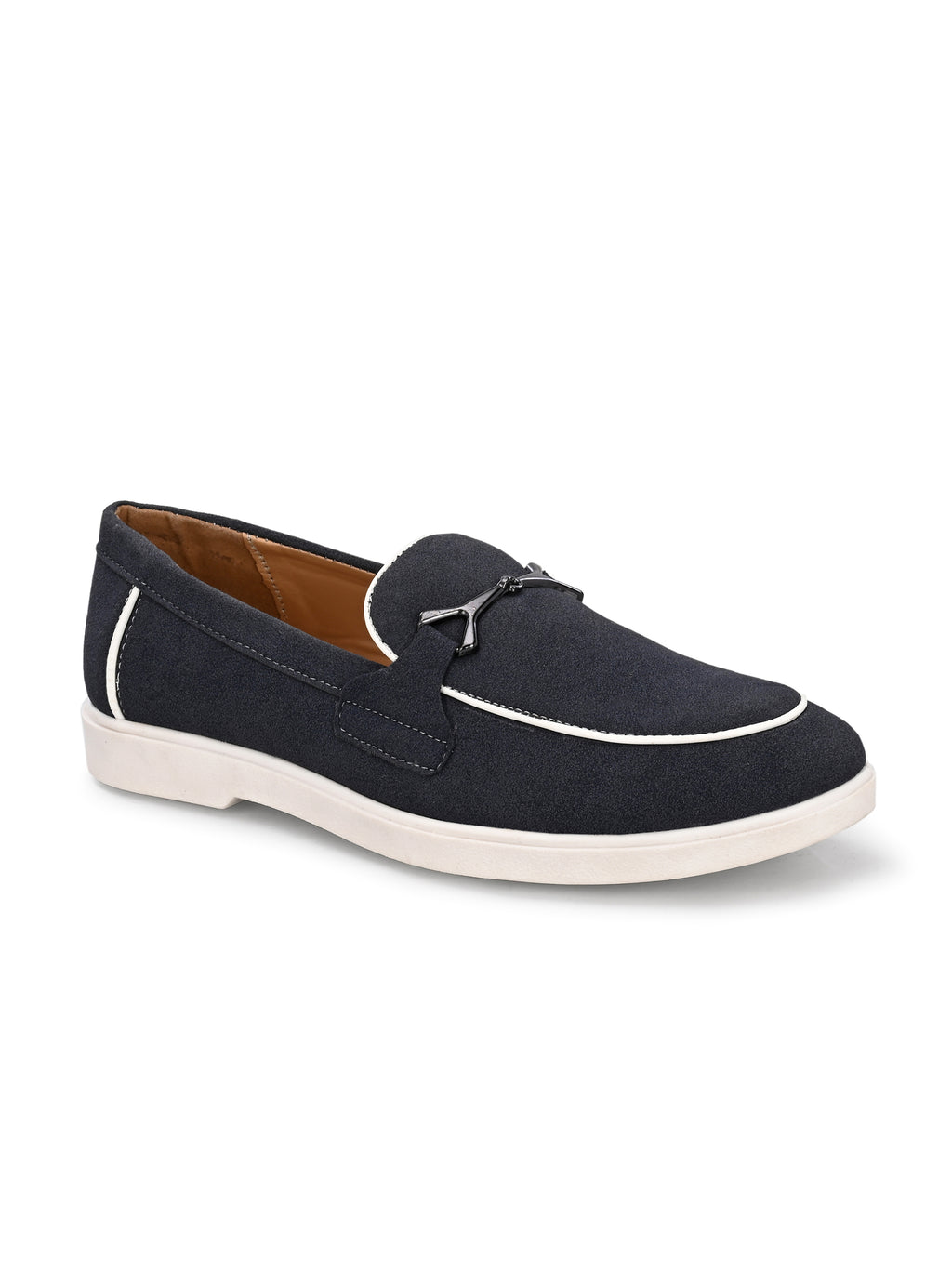 Qismat Luxe Signature Suede Loafers for Men Blue