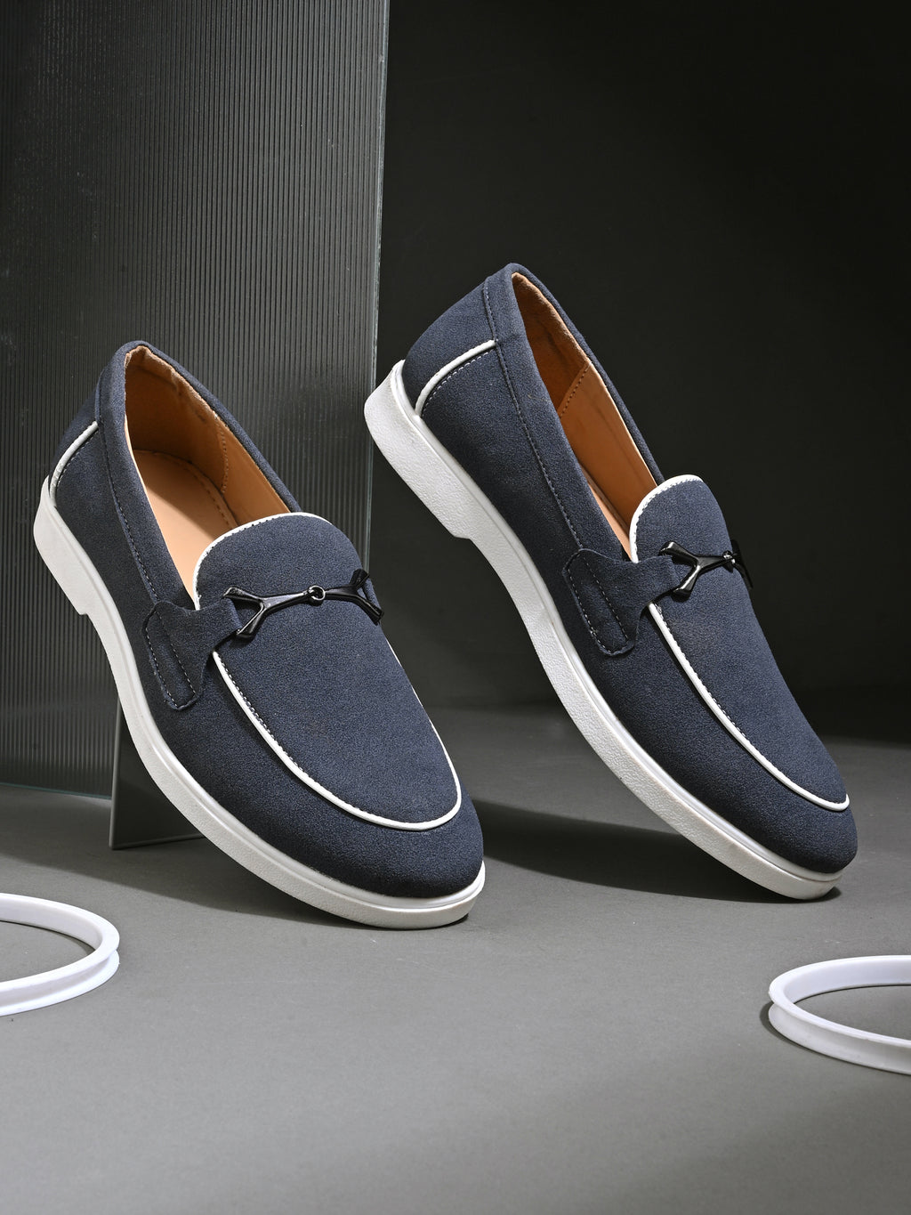 Qismat Luxe Signature Suede Loafers for Men Blue