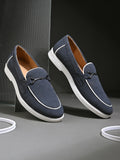 Qismat Luxe Signature Suede Loafers for Men Blue