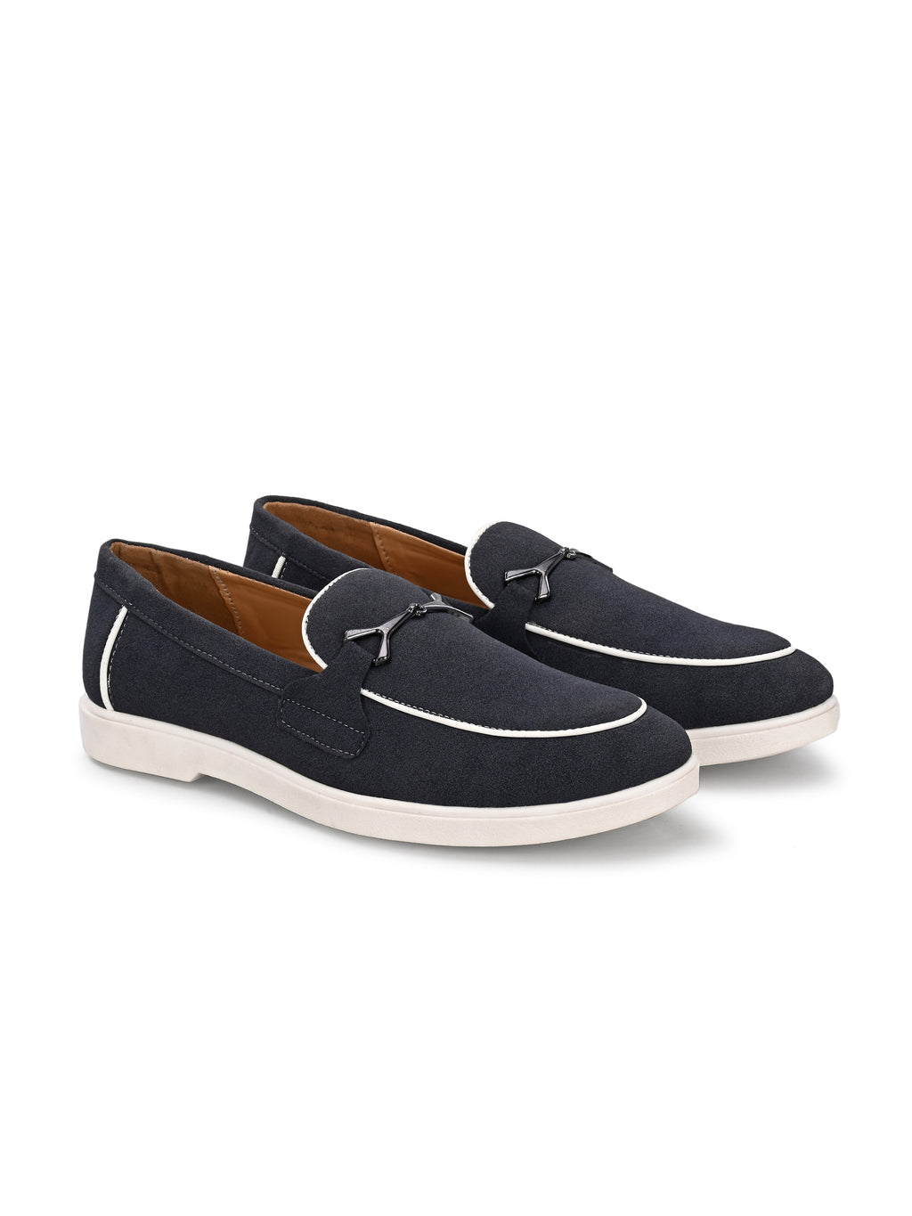 Qismat Luxe Signature Suede Loafers for Men Blue