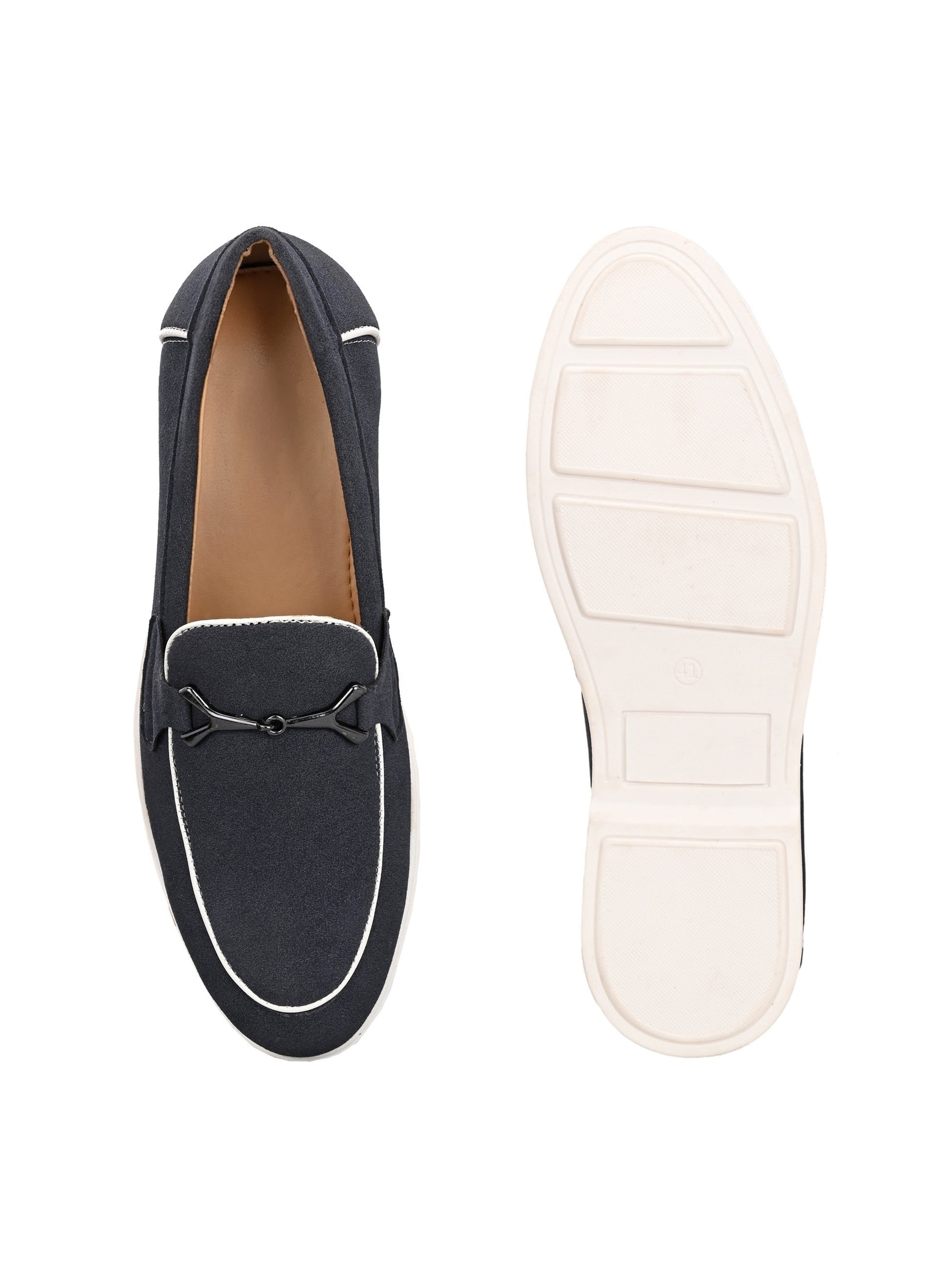 Qismat Luxe Signature Suede Loafers for Men Blue