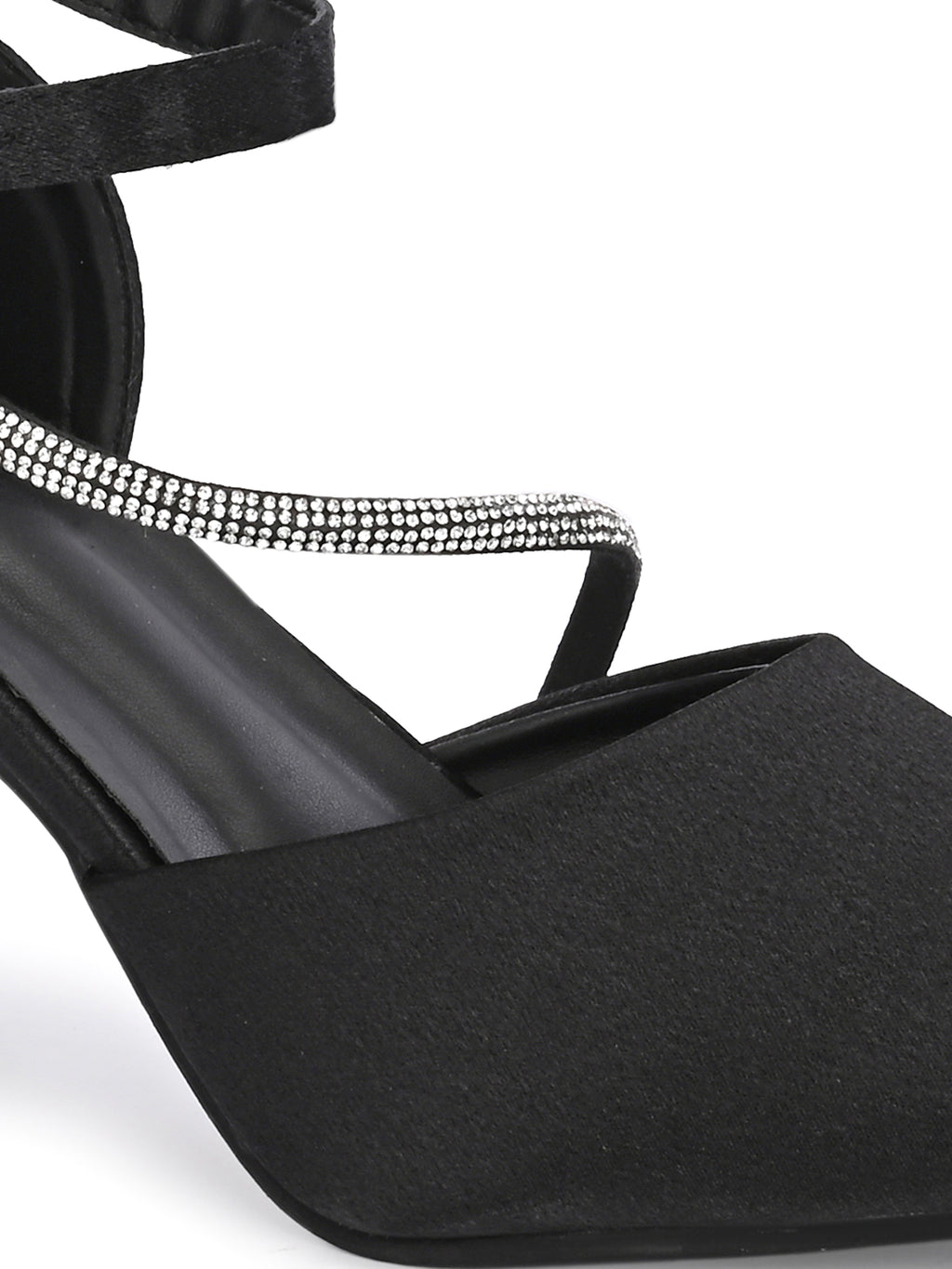 Qismat Women Premium Black Satin Heels