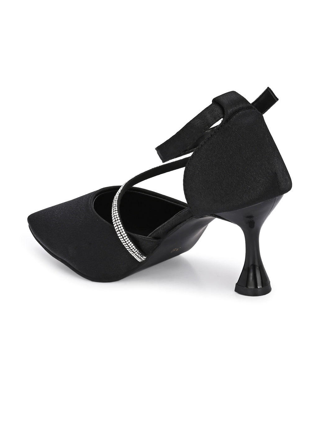 Qismat Women Premium Black Satin Heels