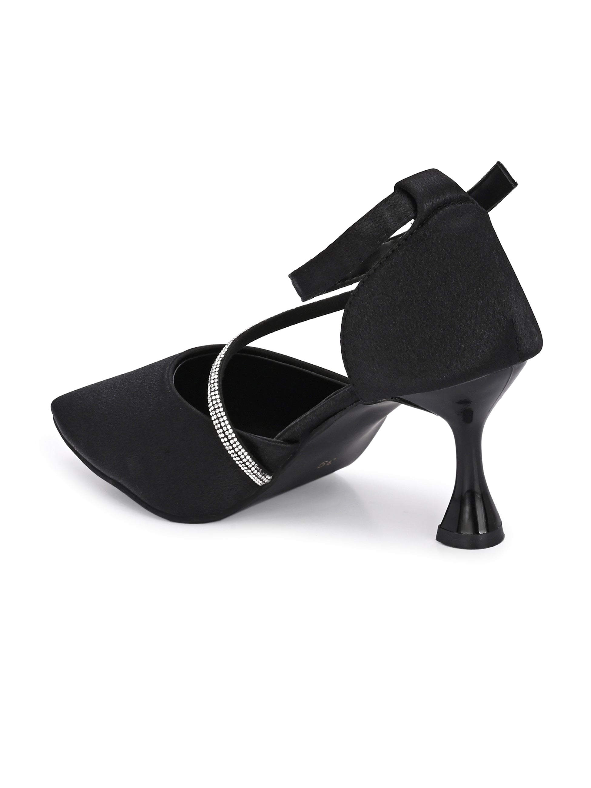 Qismat Women Premium Black Satin Heels