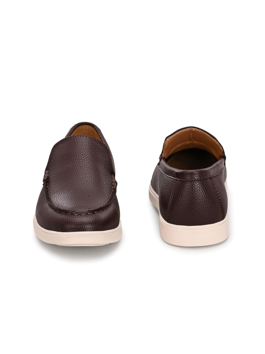 Qismat Luxe Signature artificial leather Loafers for Men Brown