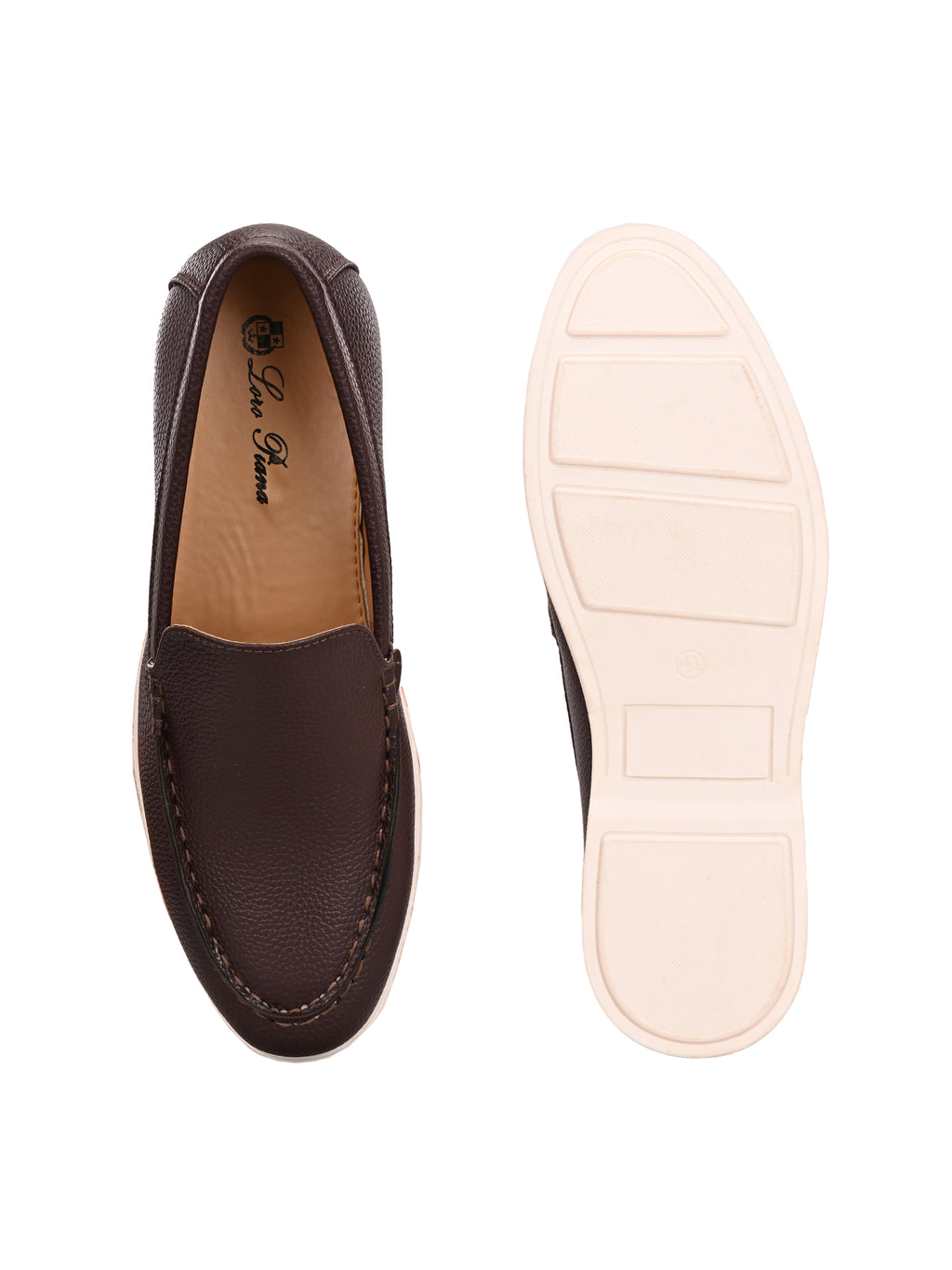 Qismat Luxe Signature artificial leather Loafers for Men Brown