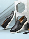 Qismat Luxe Signature artificial leather Loafers for Men Black