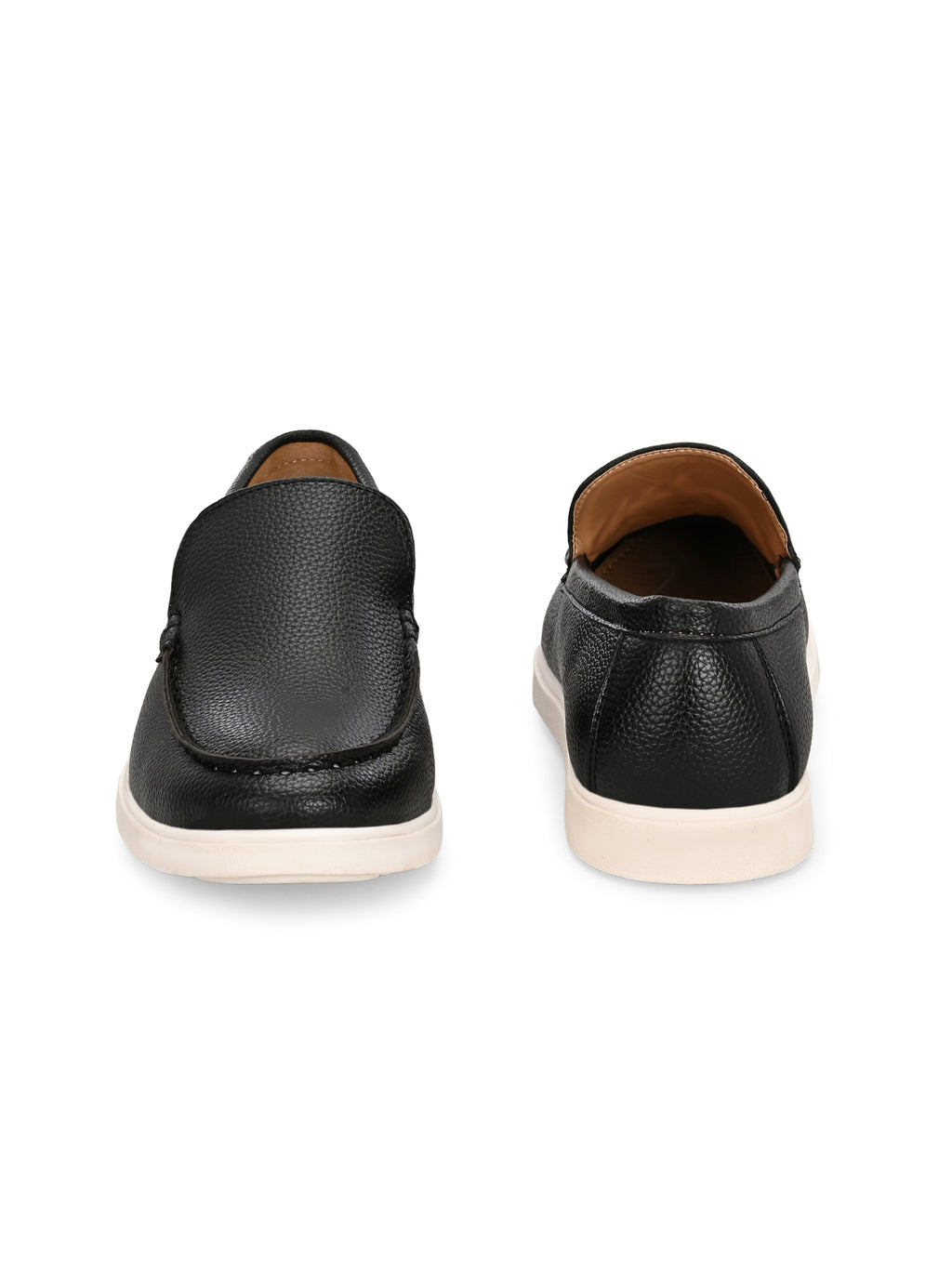 Qismat Luxe Signature artificial leather Loafers for Men Black