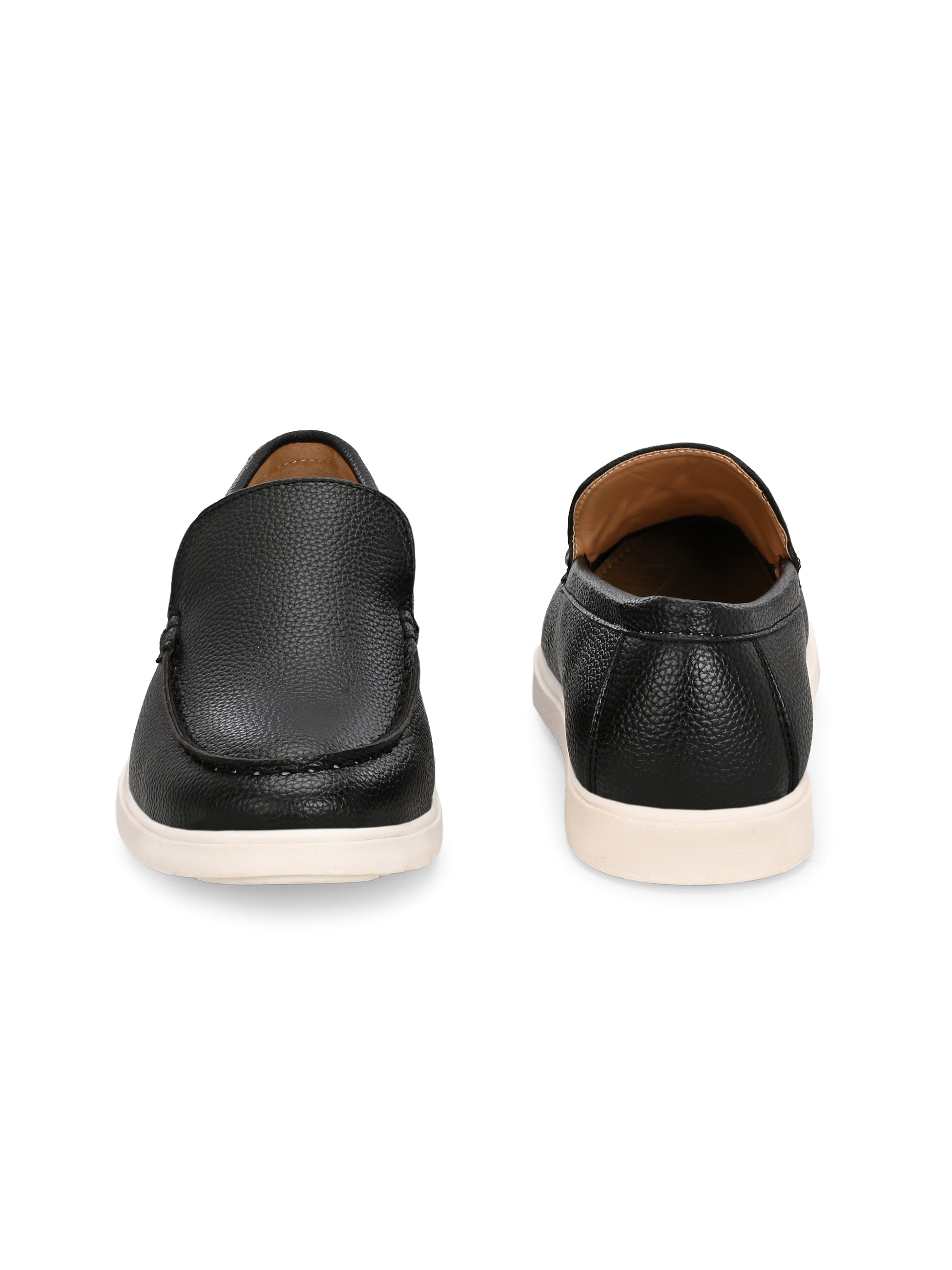 Qismat Luxe Signature artificial leather Loafers for Men Black
