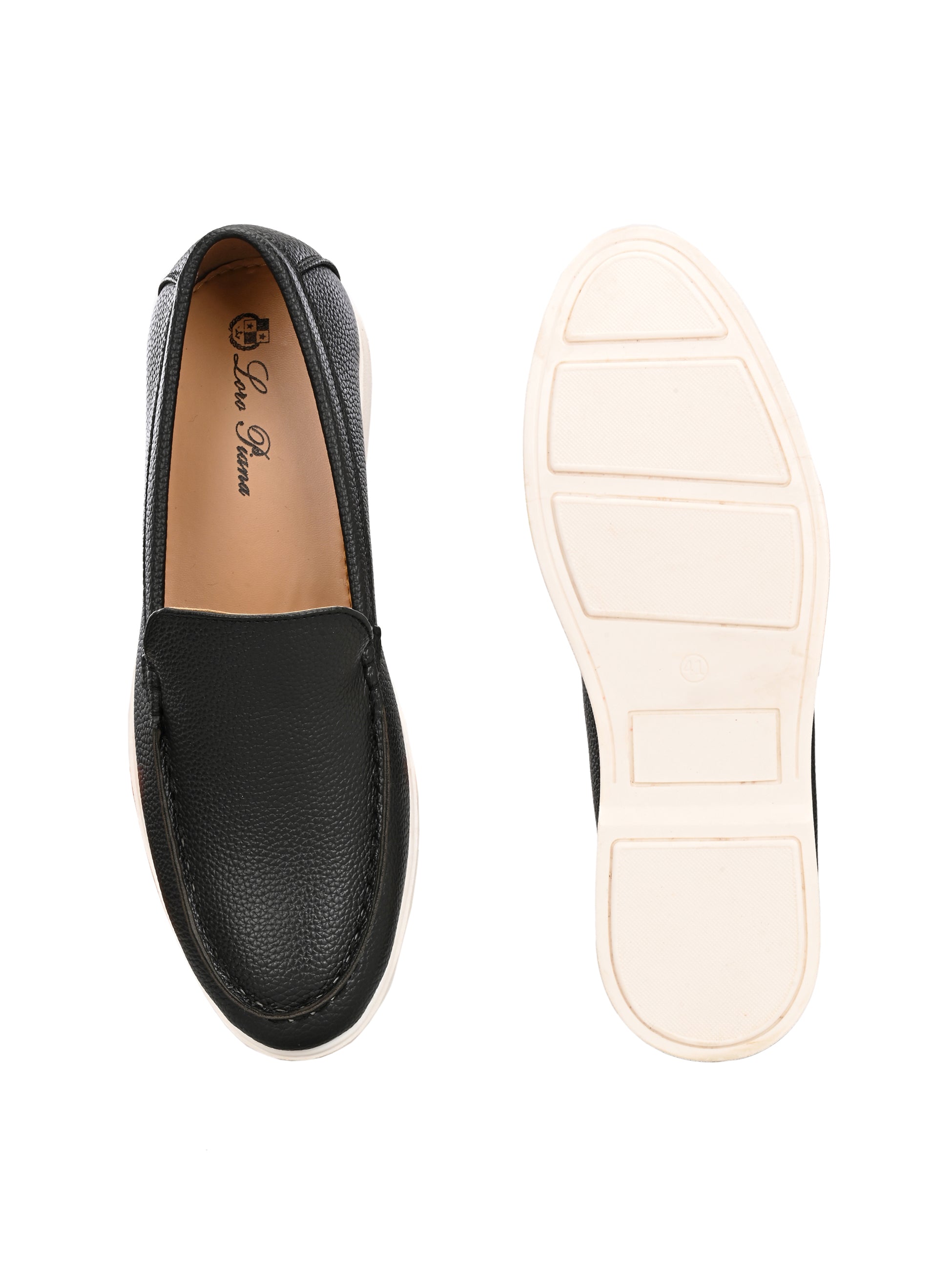 Qismat Luxe Signature artificial leather Loafers for Men Black