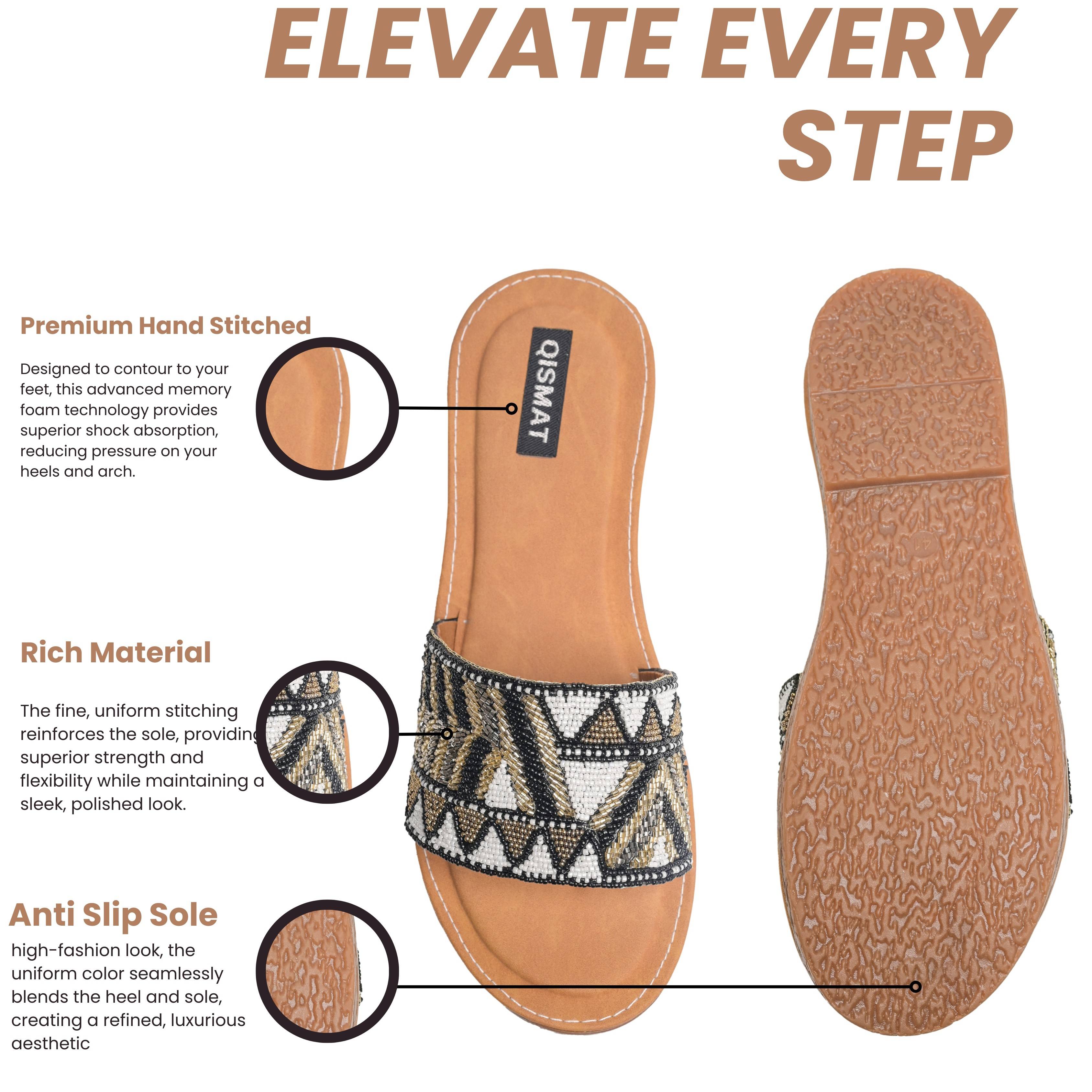 Handstiched Sliders with Anti-Slip TPR Soul in Black