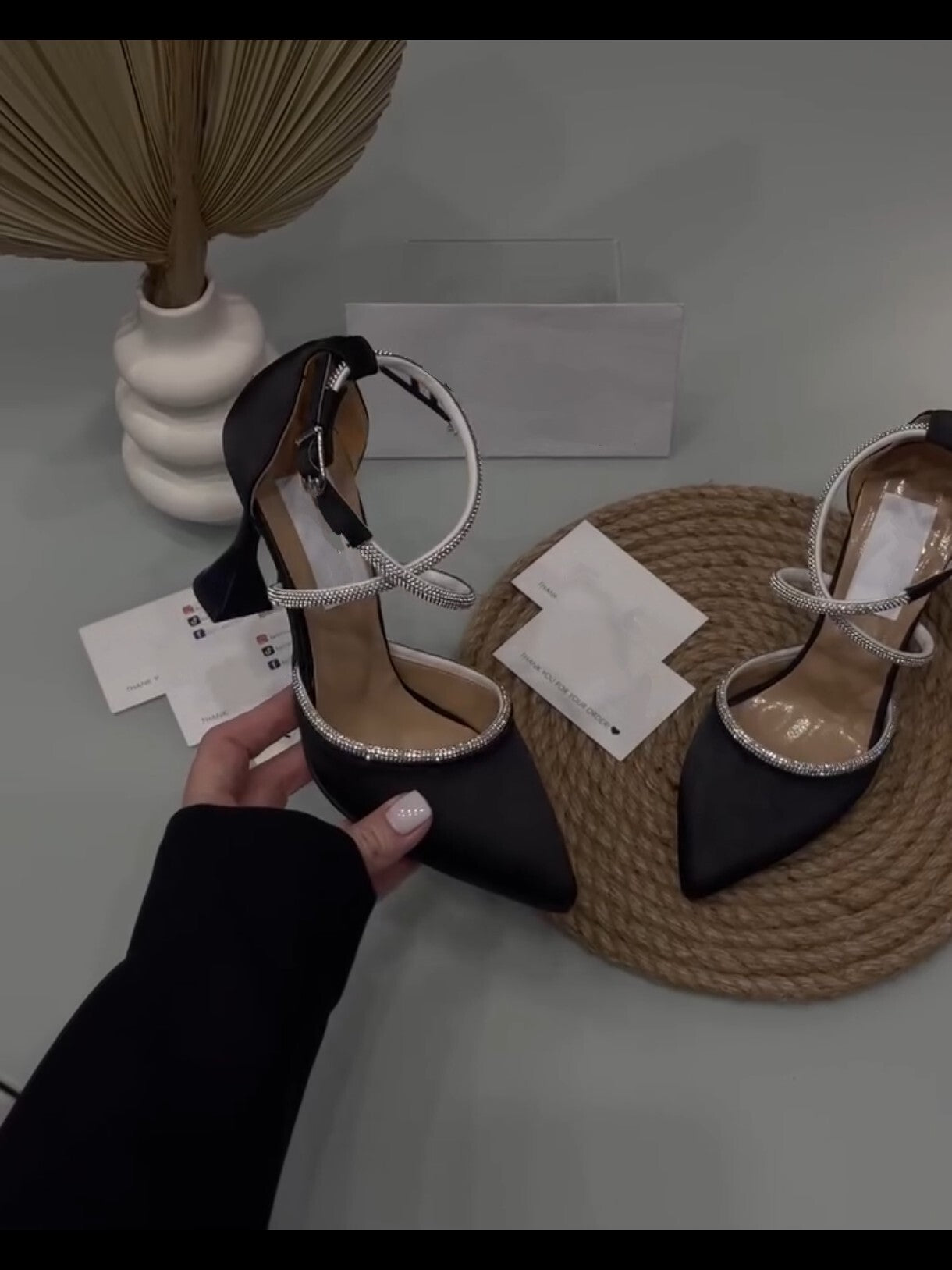 Korean Black Heels in X Lace