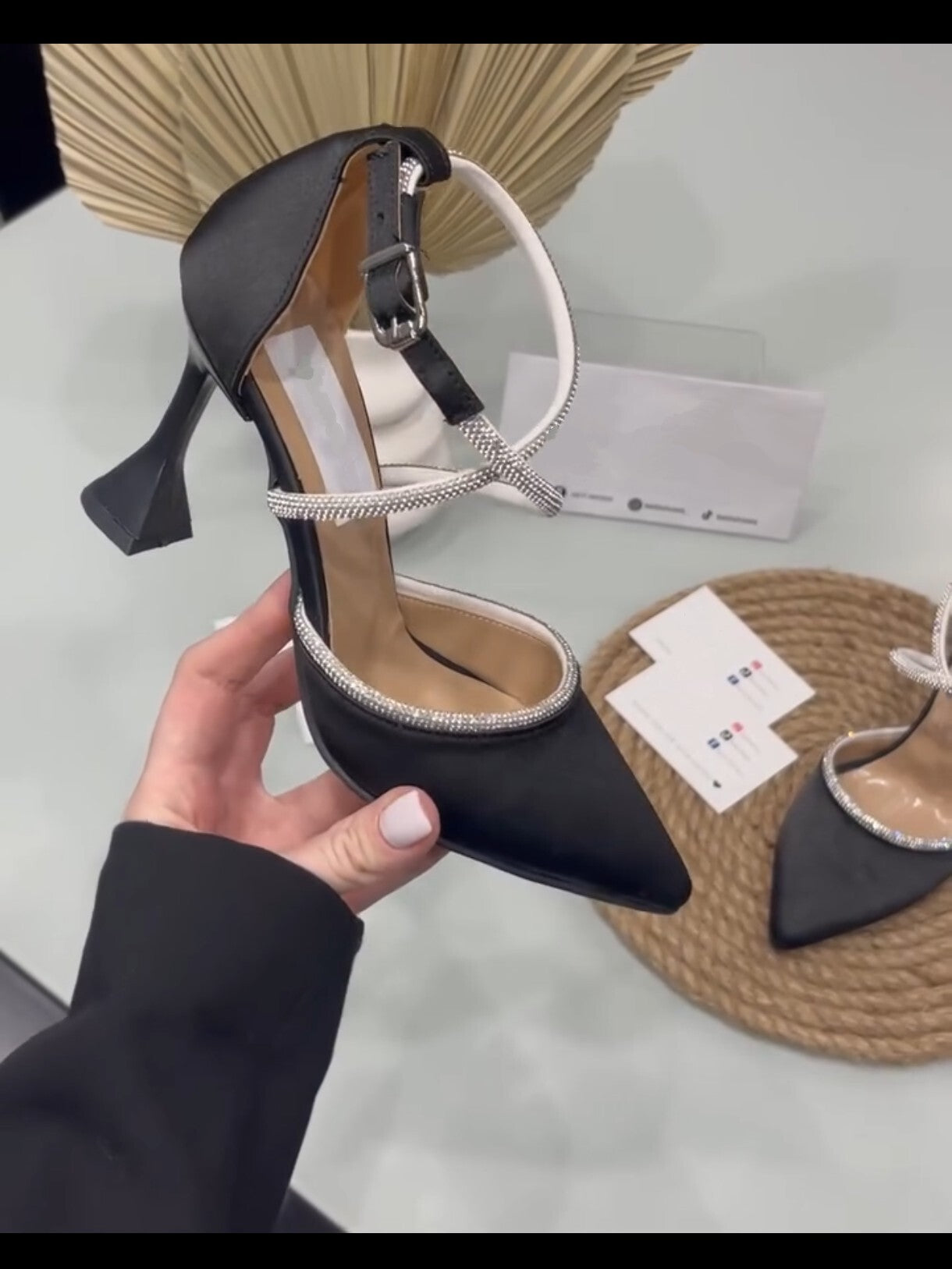 Korean Black Heels in X Lace