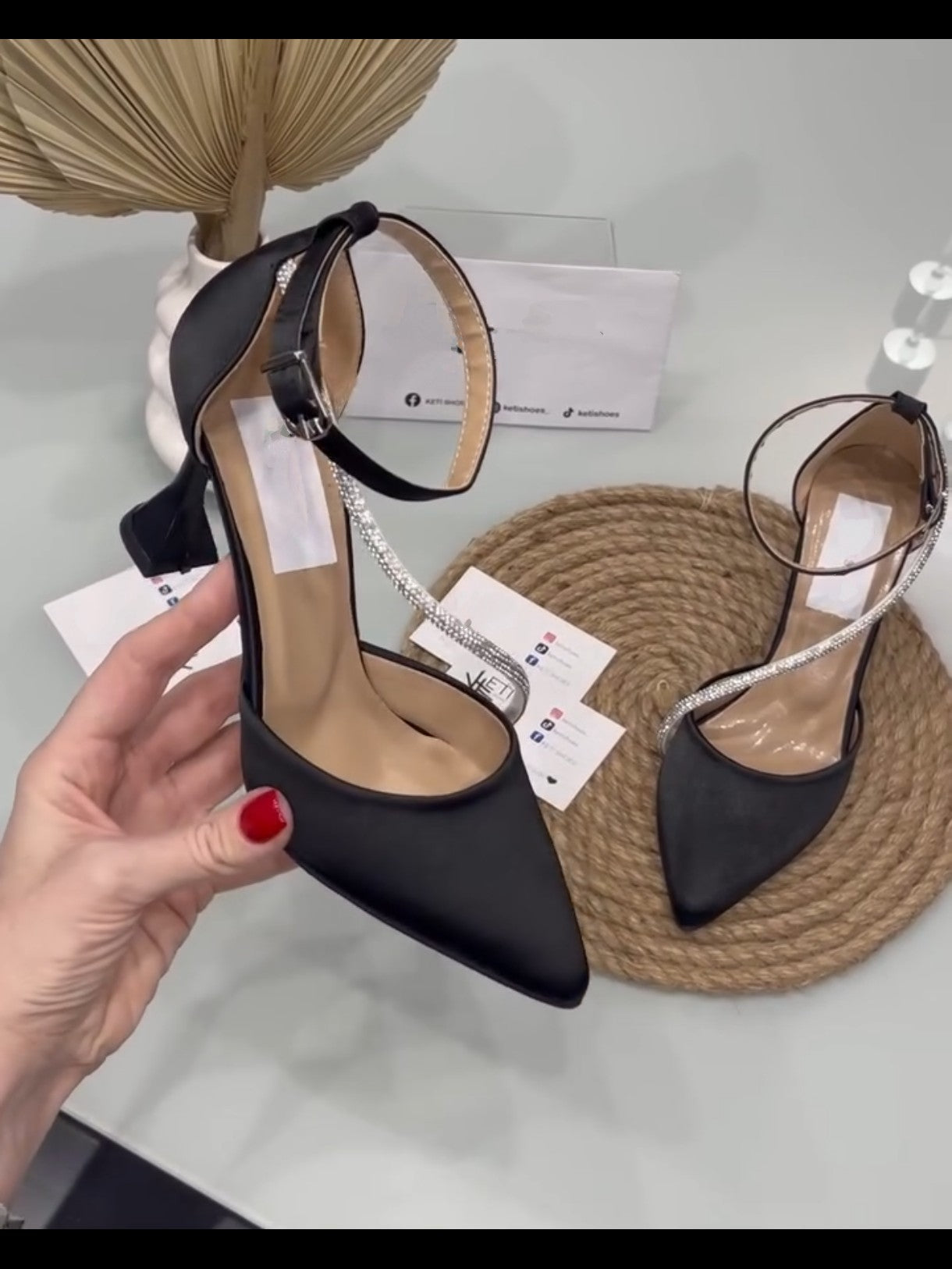 Korean Black Heels in Single Lace