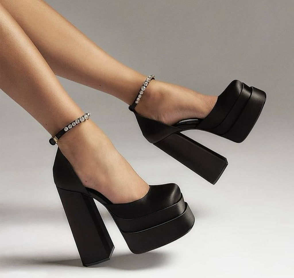 Korean High Heels With Daimond Belt