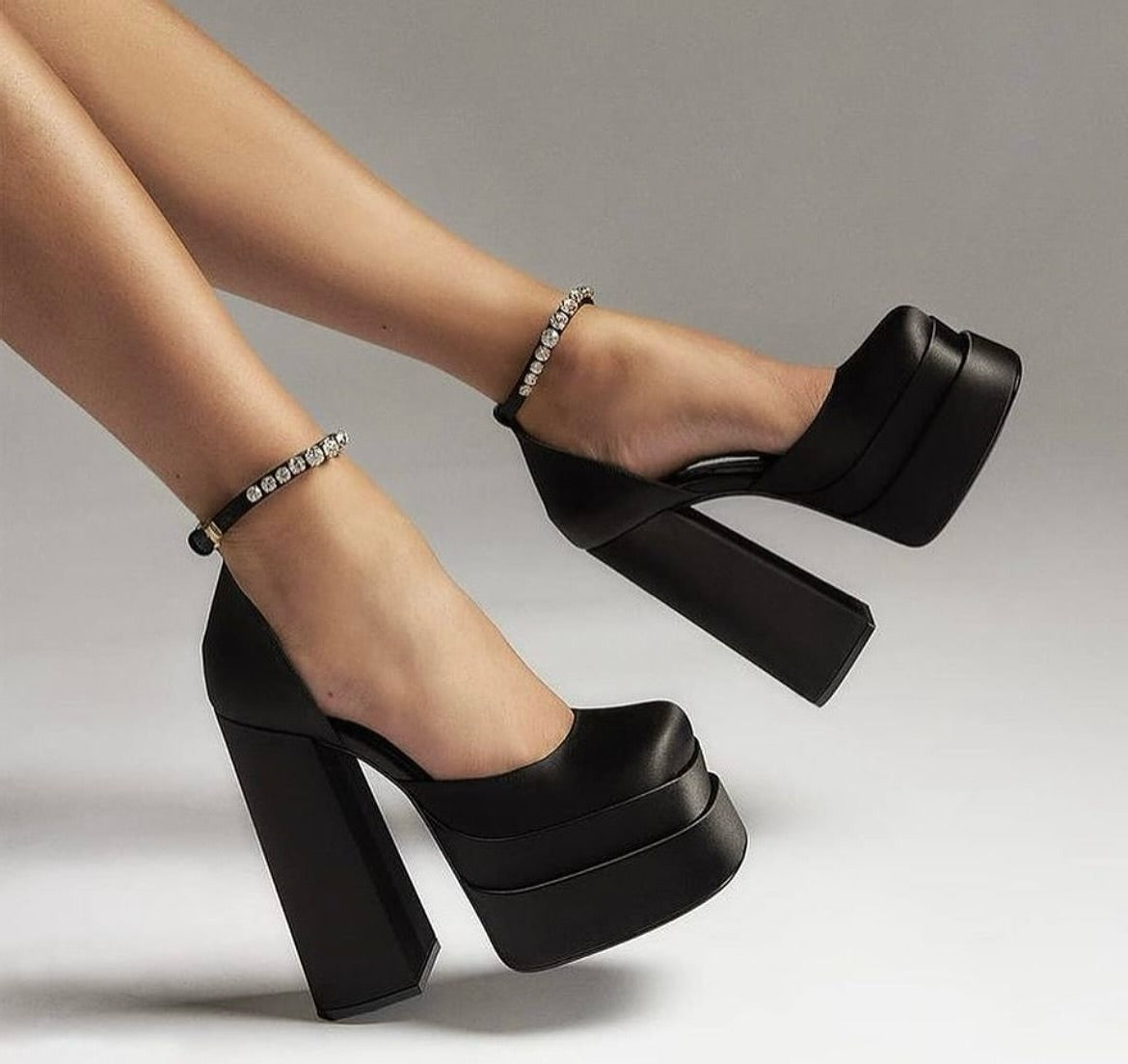 Korean High Heels With Daimond Belt