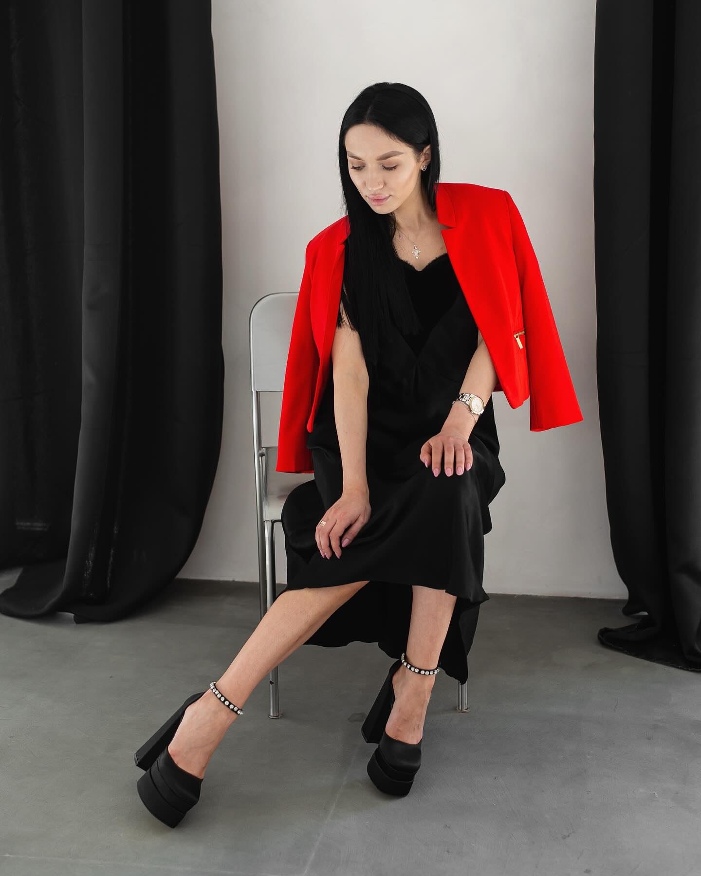 Korean High Heels With Daimond Belt