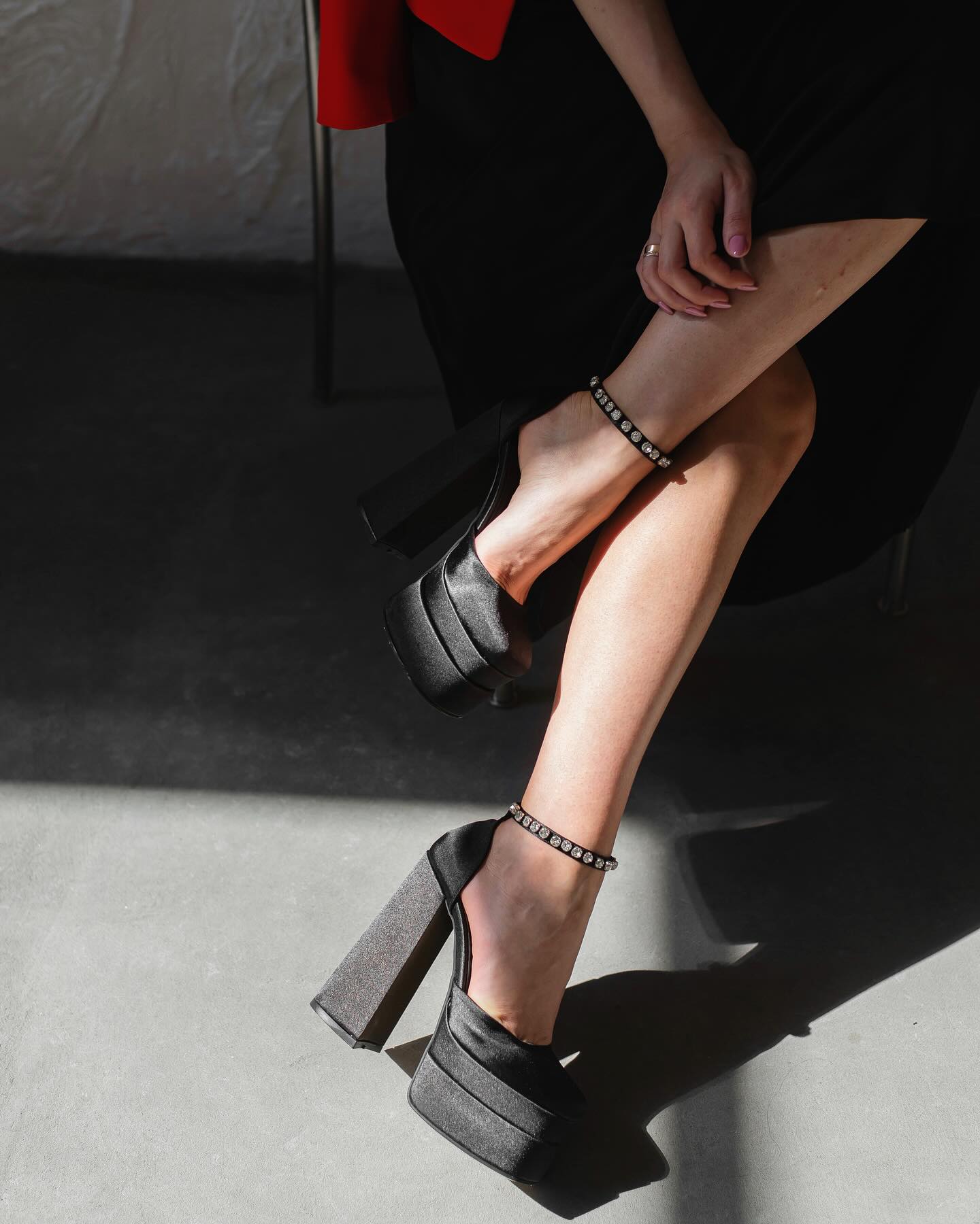 Korean High Heels With Daimond Belt