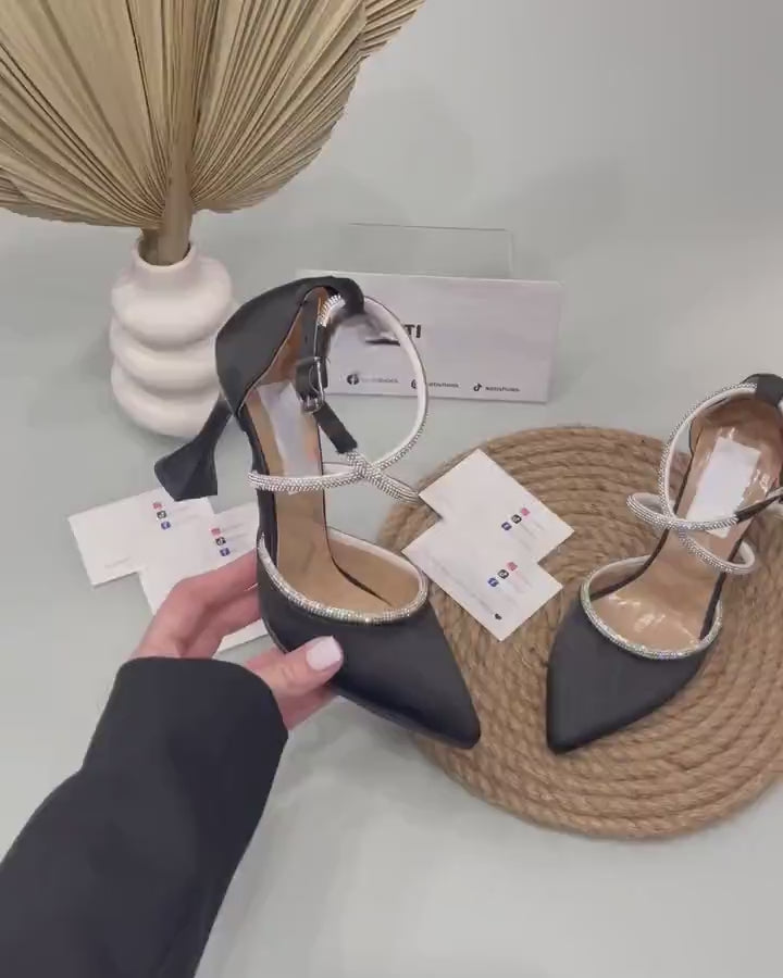 Korean Black Heels in X Lace